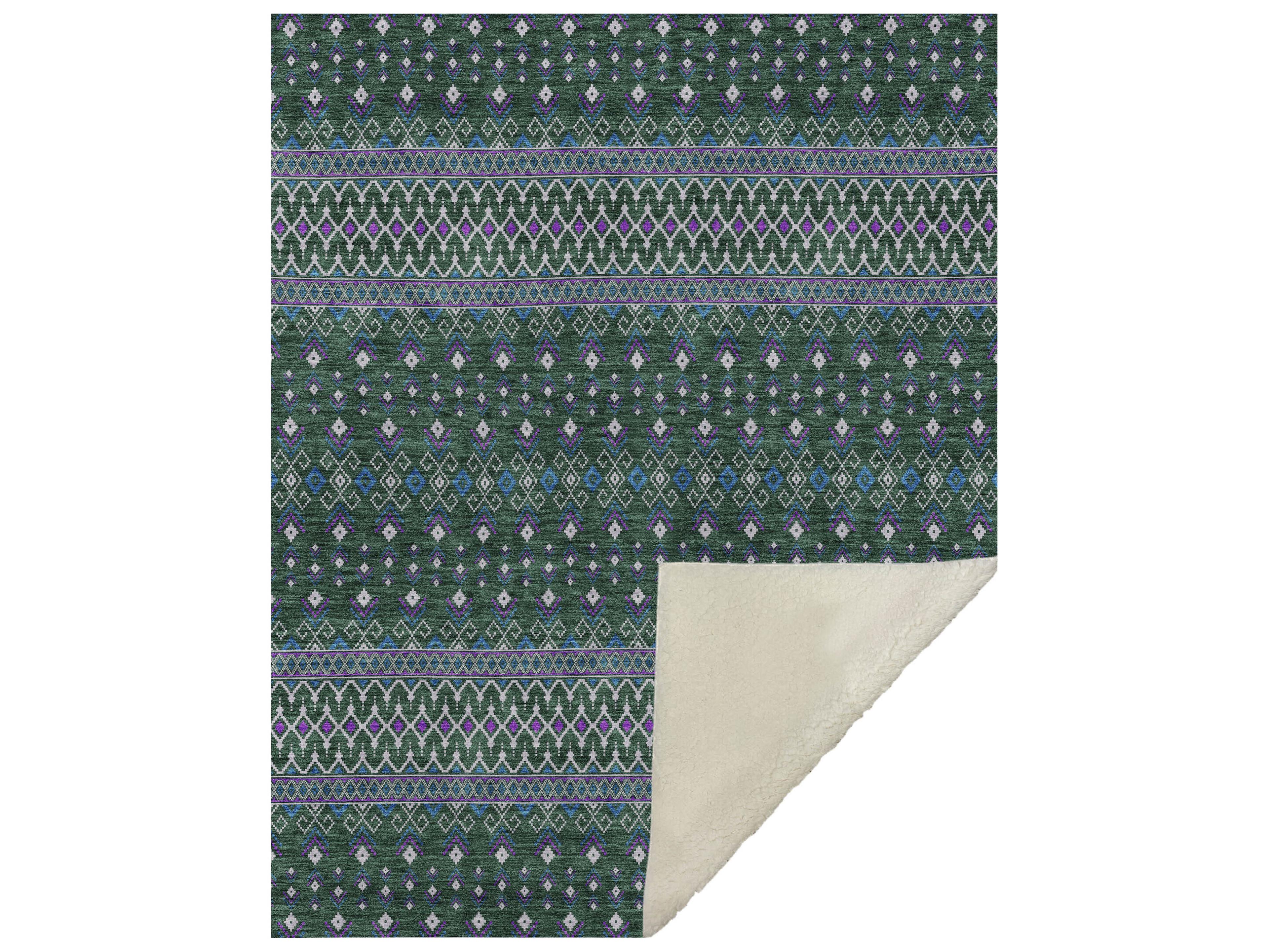 Dalyn Sherpa Green Polyester Throw