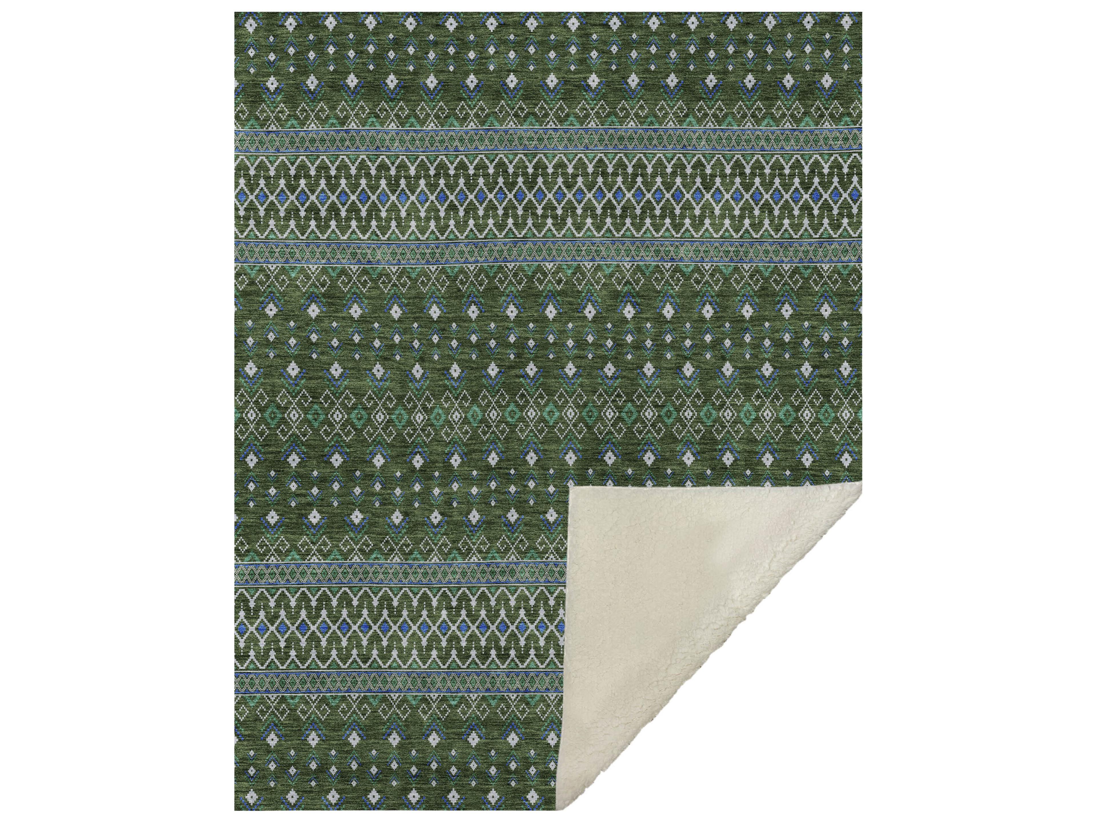 Dalyn Sherpa Green Polyester Throw
