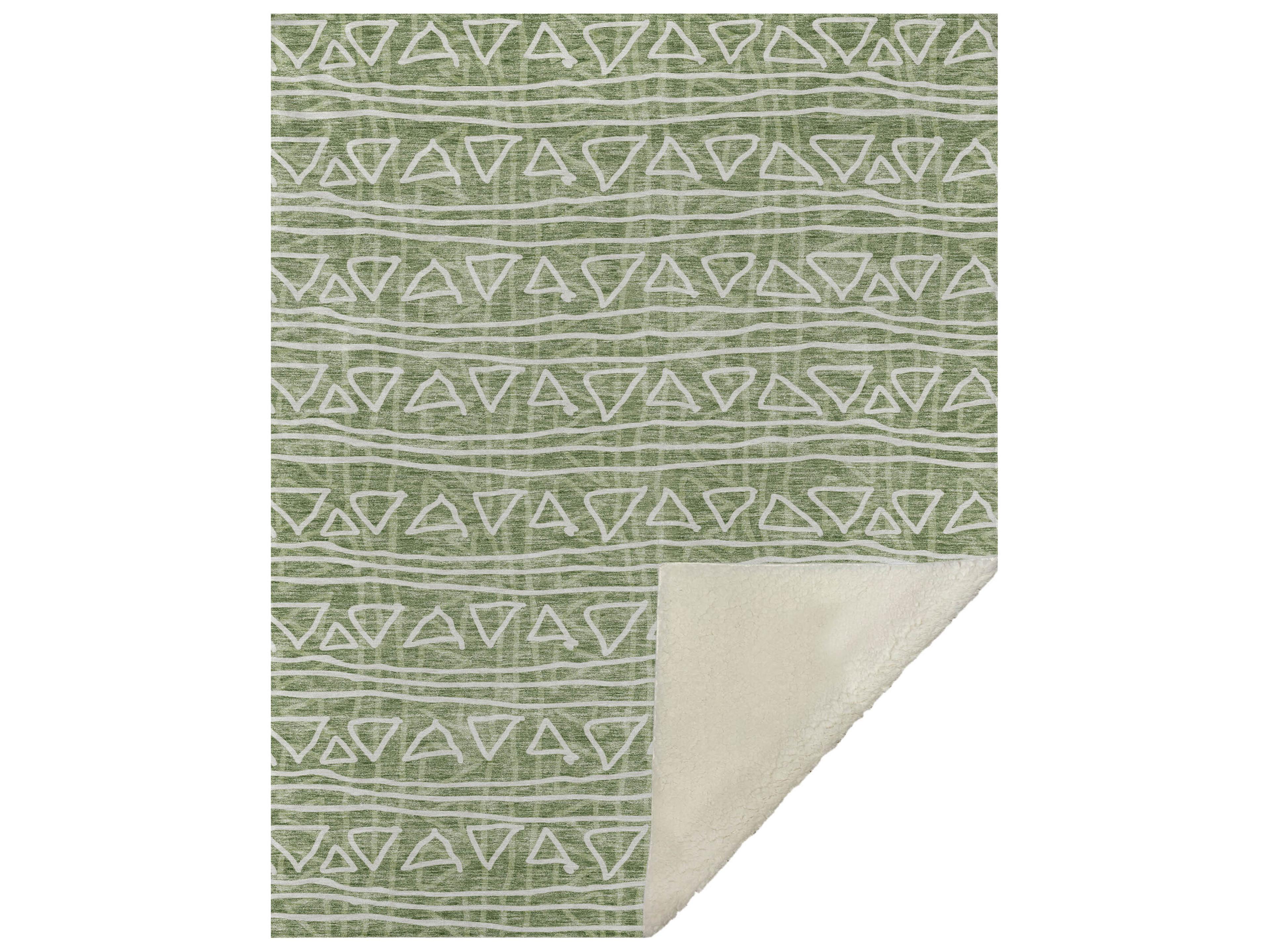 Dalyn Sherpa Green Polyester Throw
