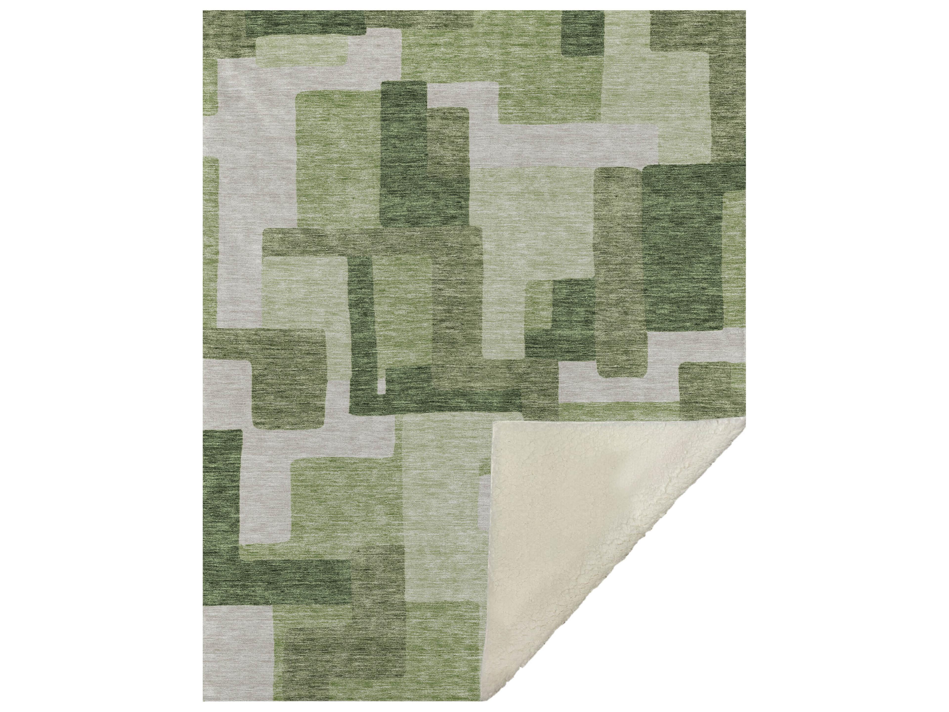 Dalyn Sherpa Green Polyester Throw