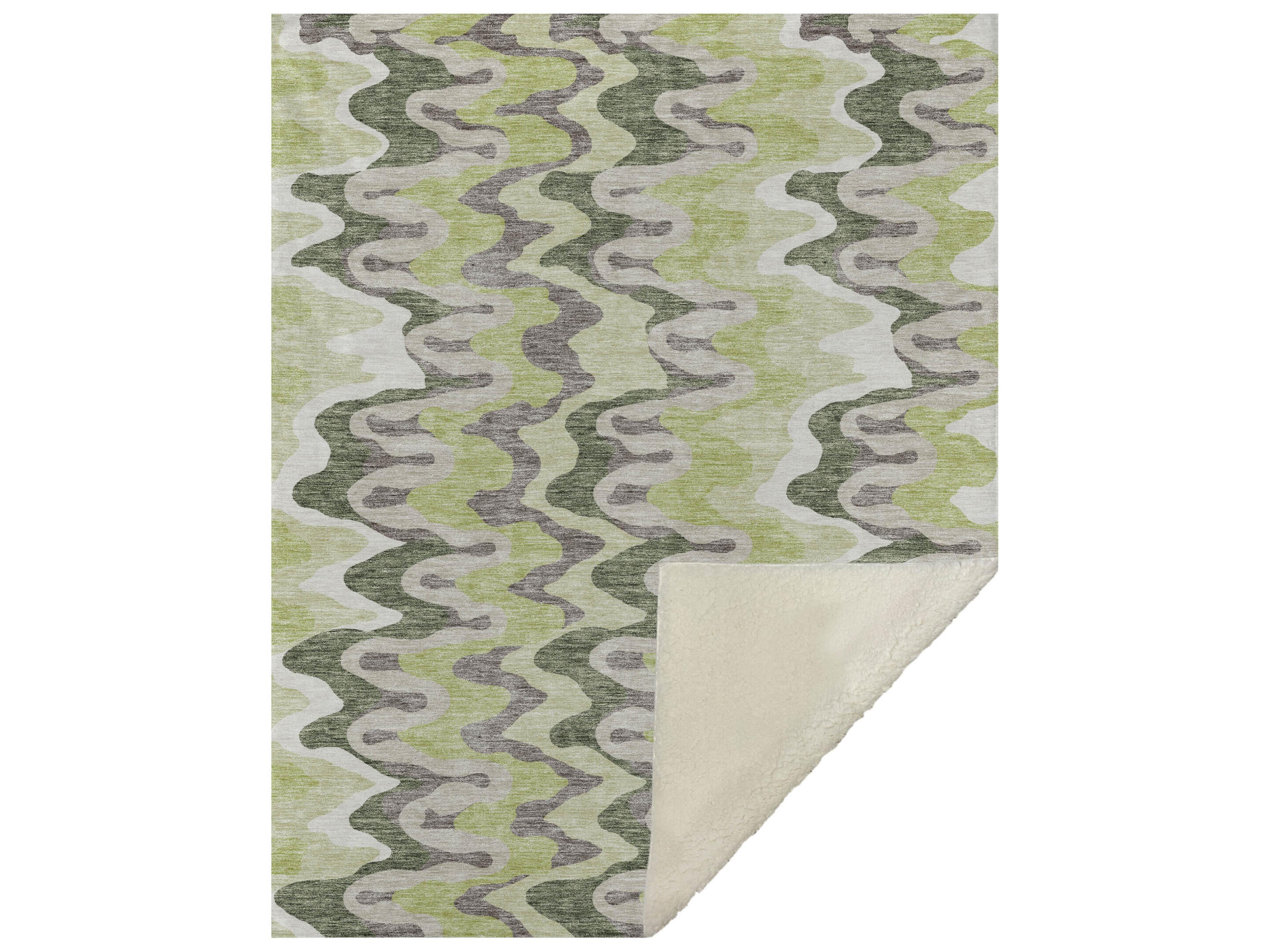 Dalyn Sherpa Green Polyester Throw