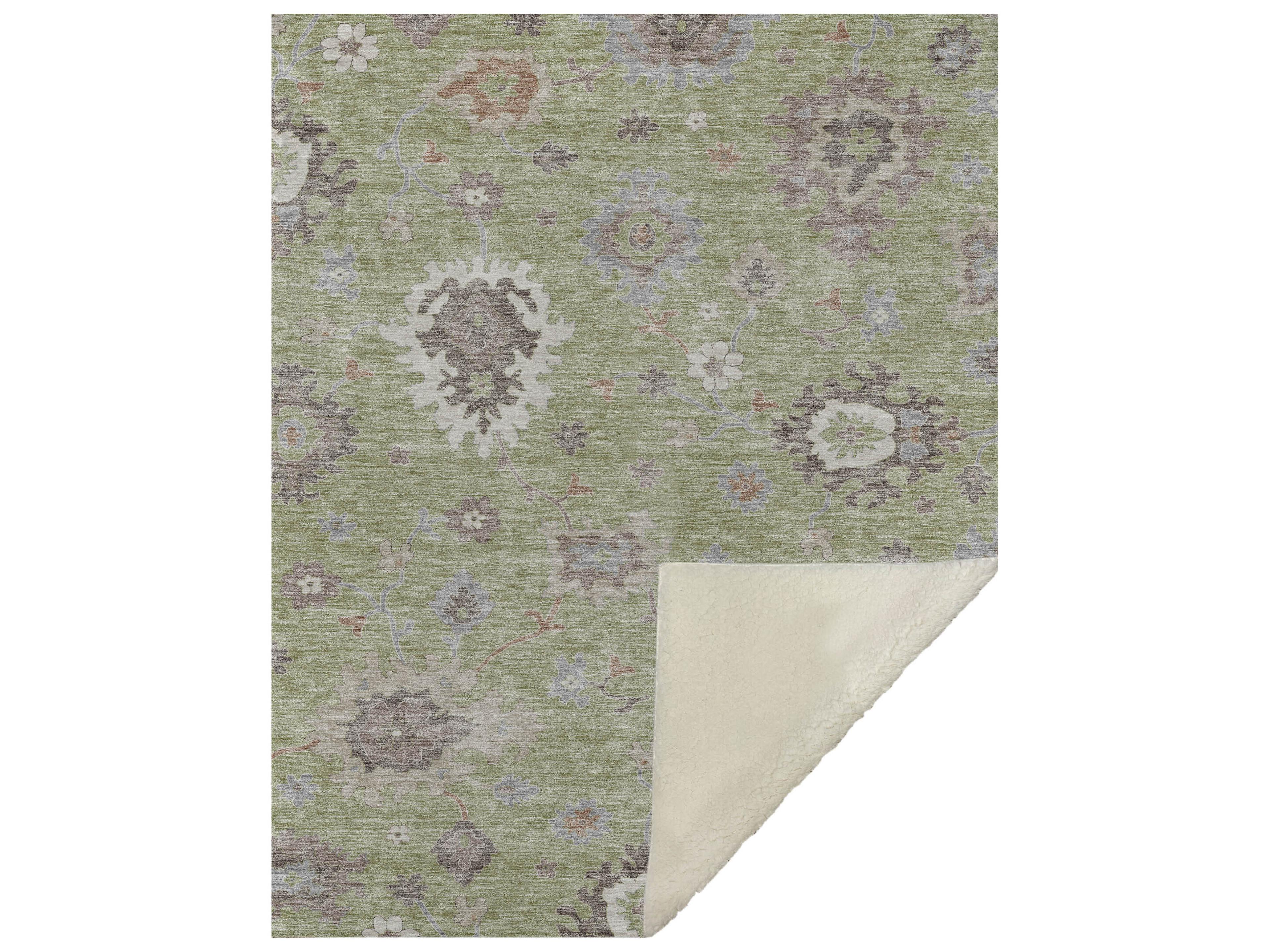 Dalyn Sherpa Green Polyester Throw