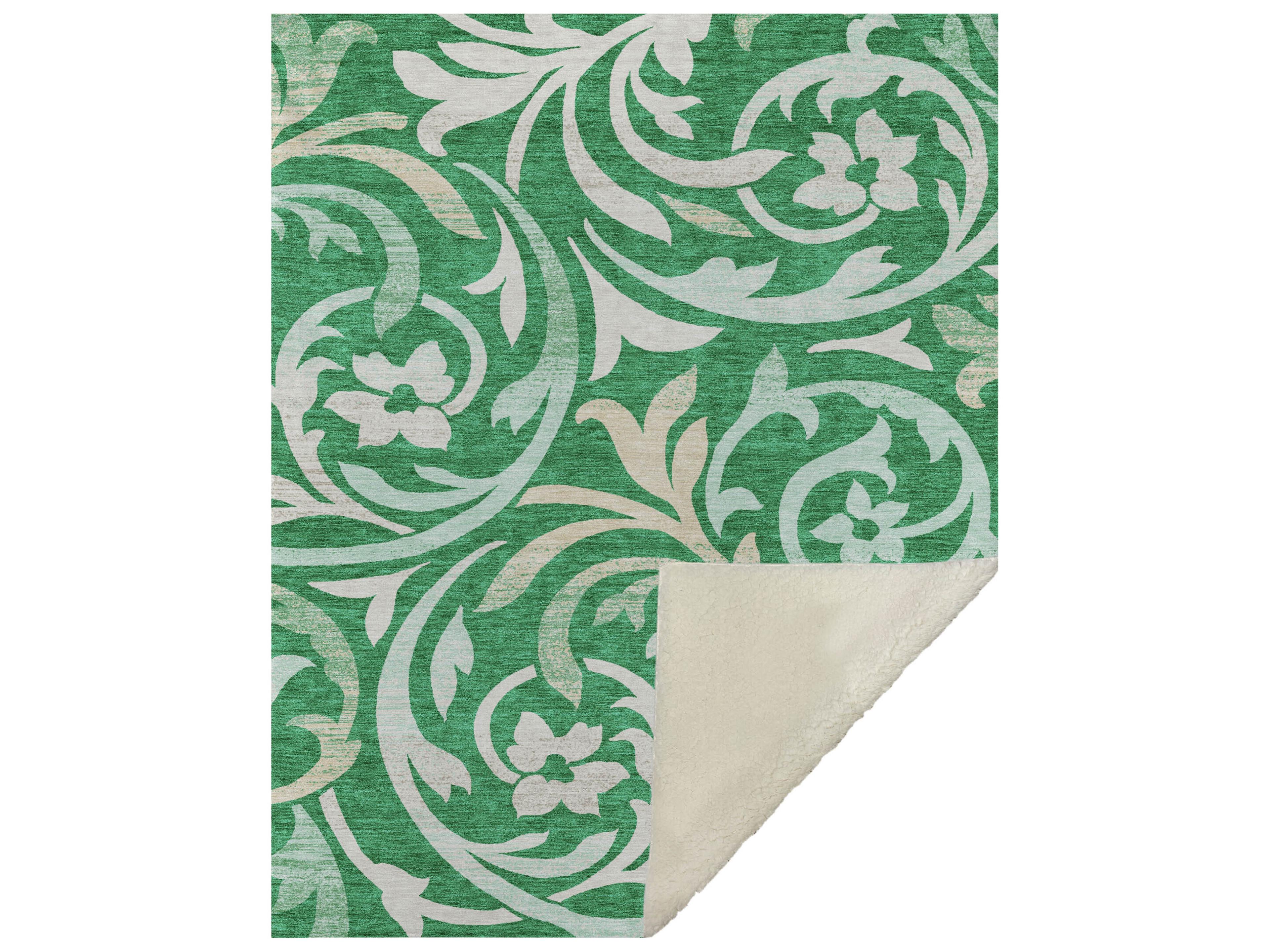 Dalyn Sherpa Green Polyester Throw
