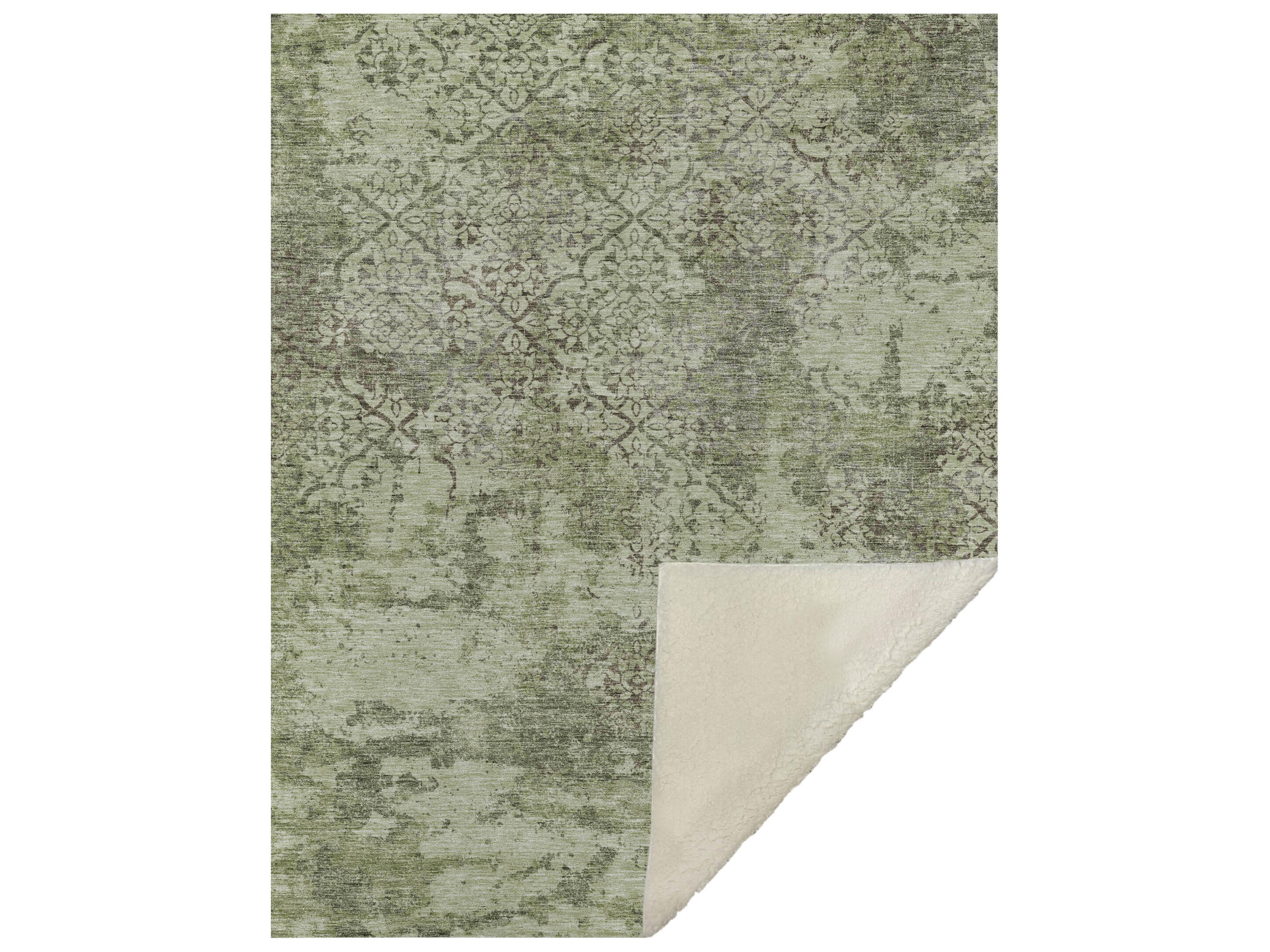 Dalyn Sherpa Green Polyester Throw