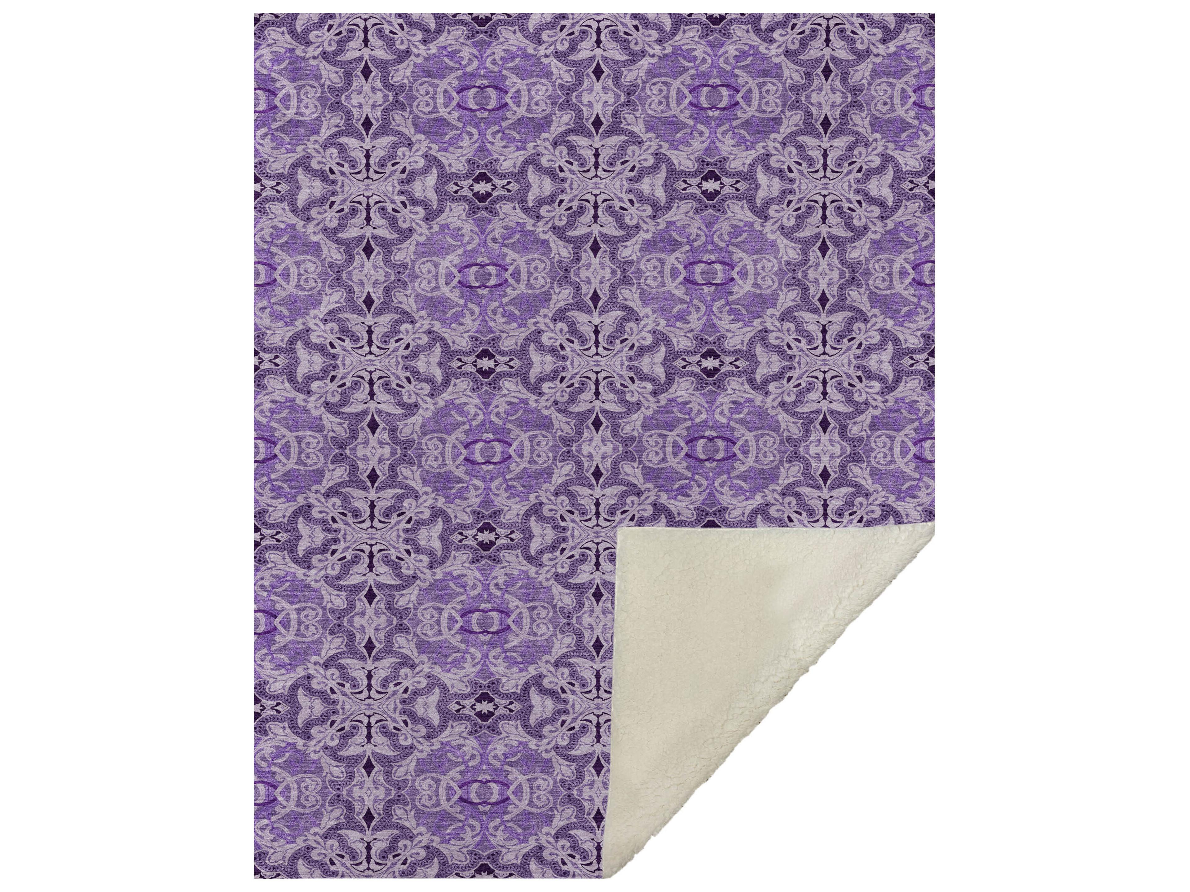 Dalyn Sherpa Purple Polyester Throw