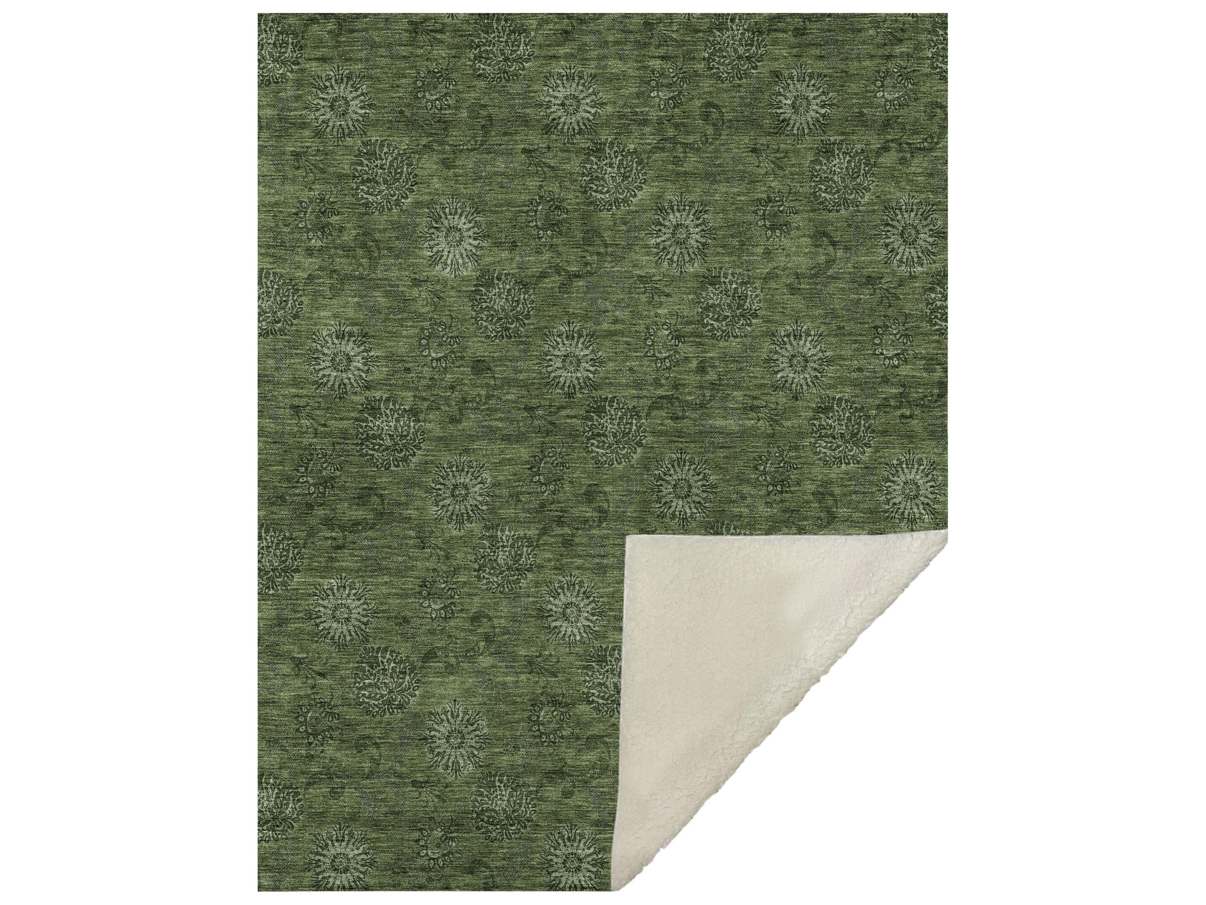 Dalyn Sherpa Green Polyester Throw