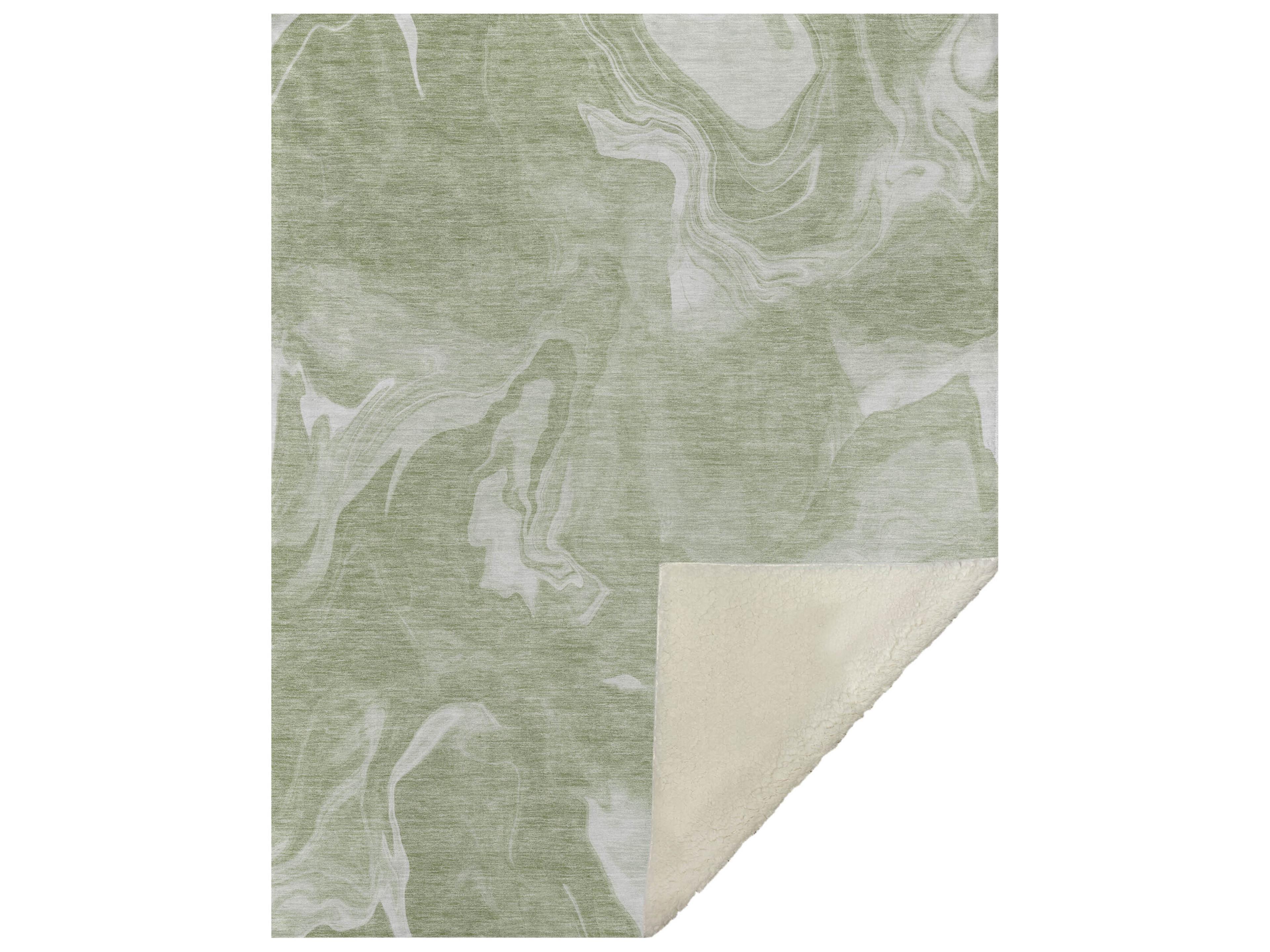 Dalyn Sherpa Green Polyester Throw
