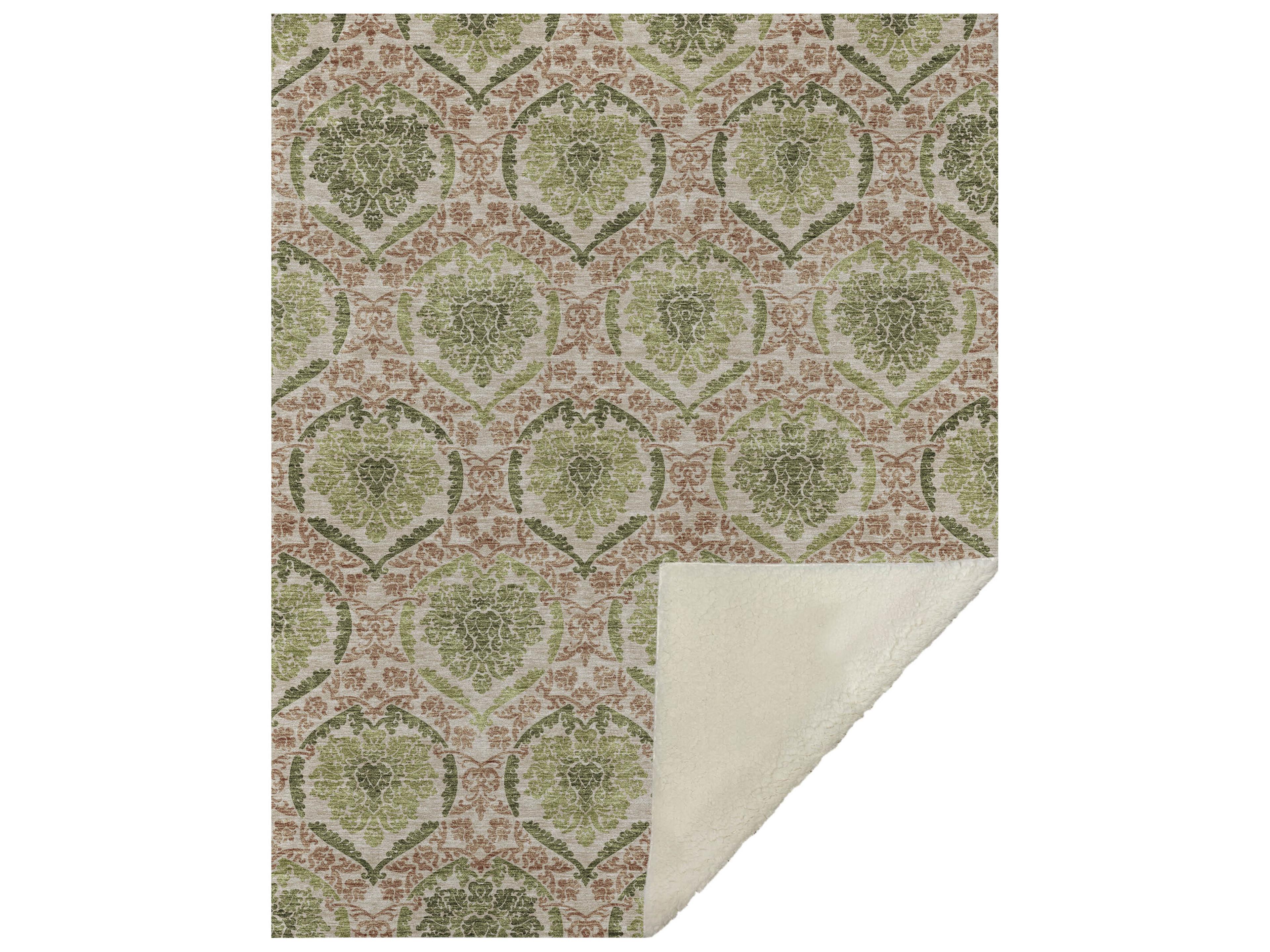 Dalyn Sherpa Green Polyester Throw