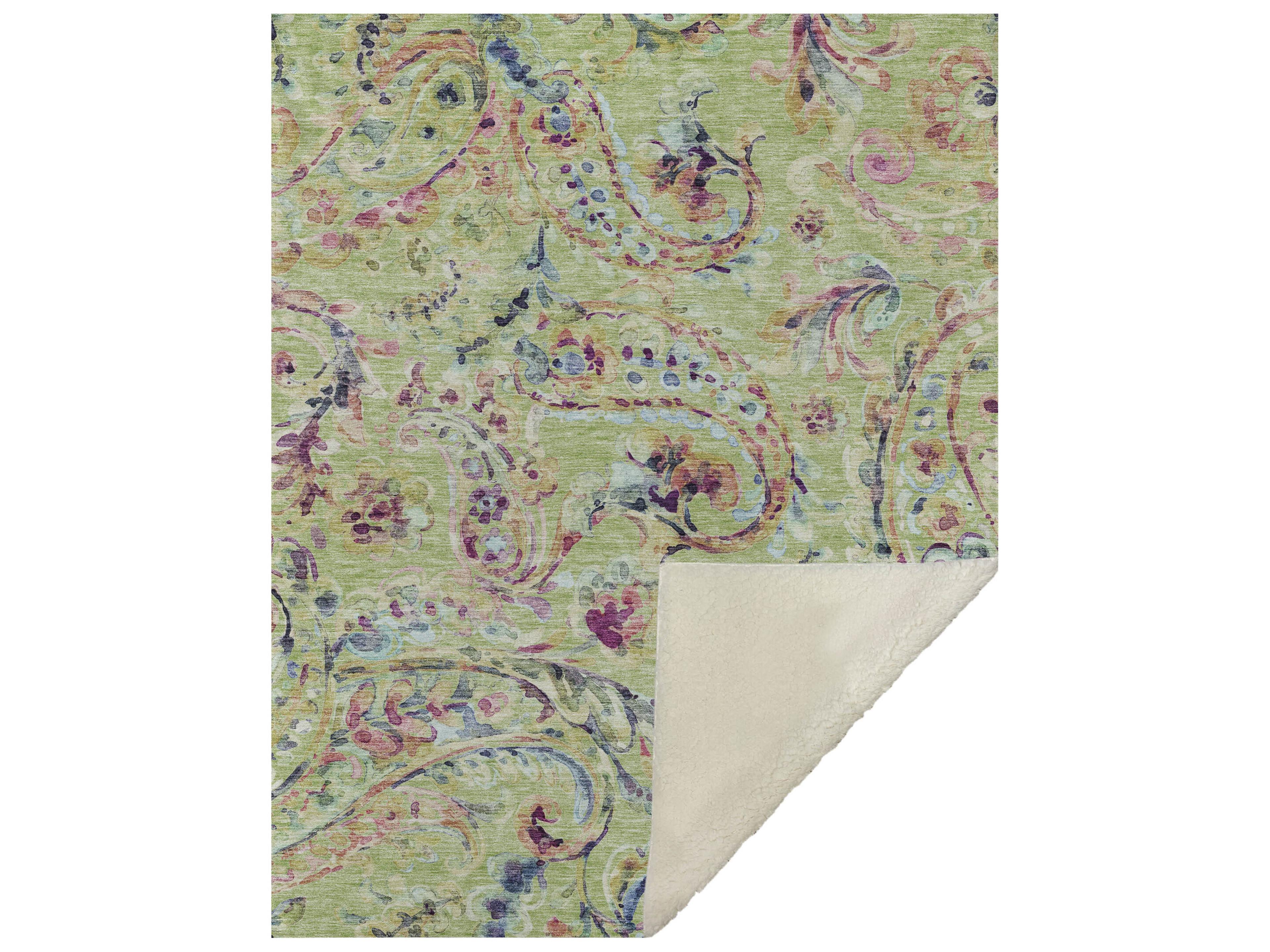 Dalyn Sherpa Green Polyester Throw