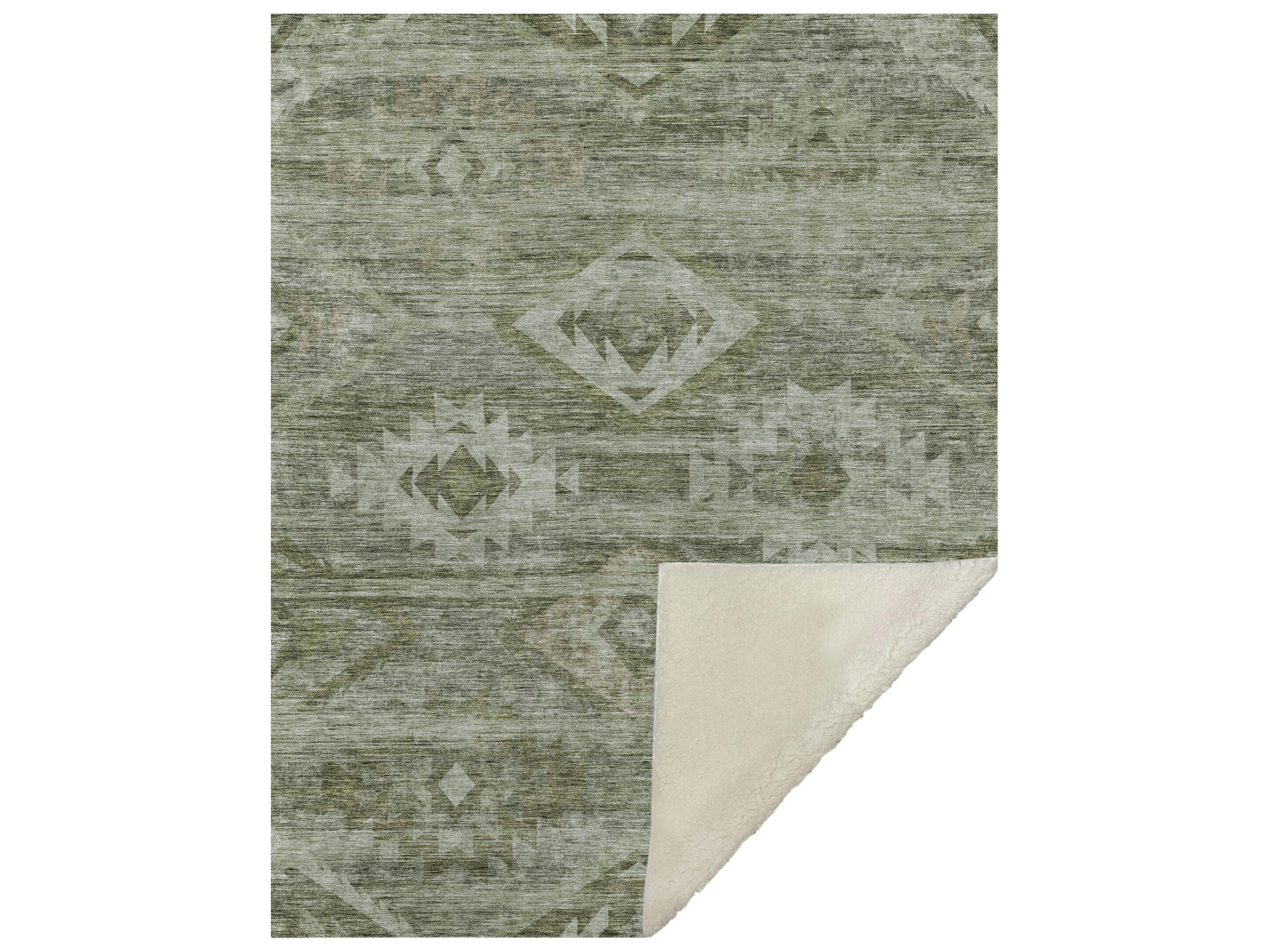 Dalyn Sherpa Green Polyester Throw