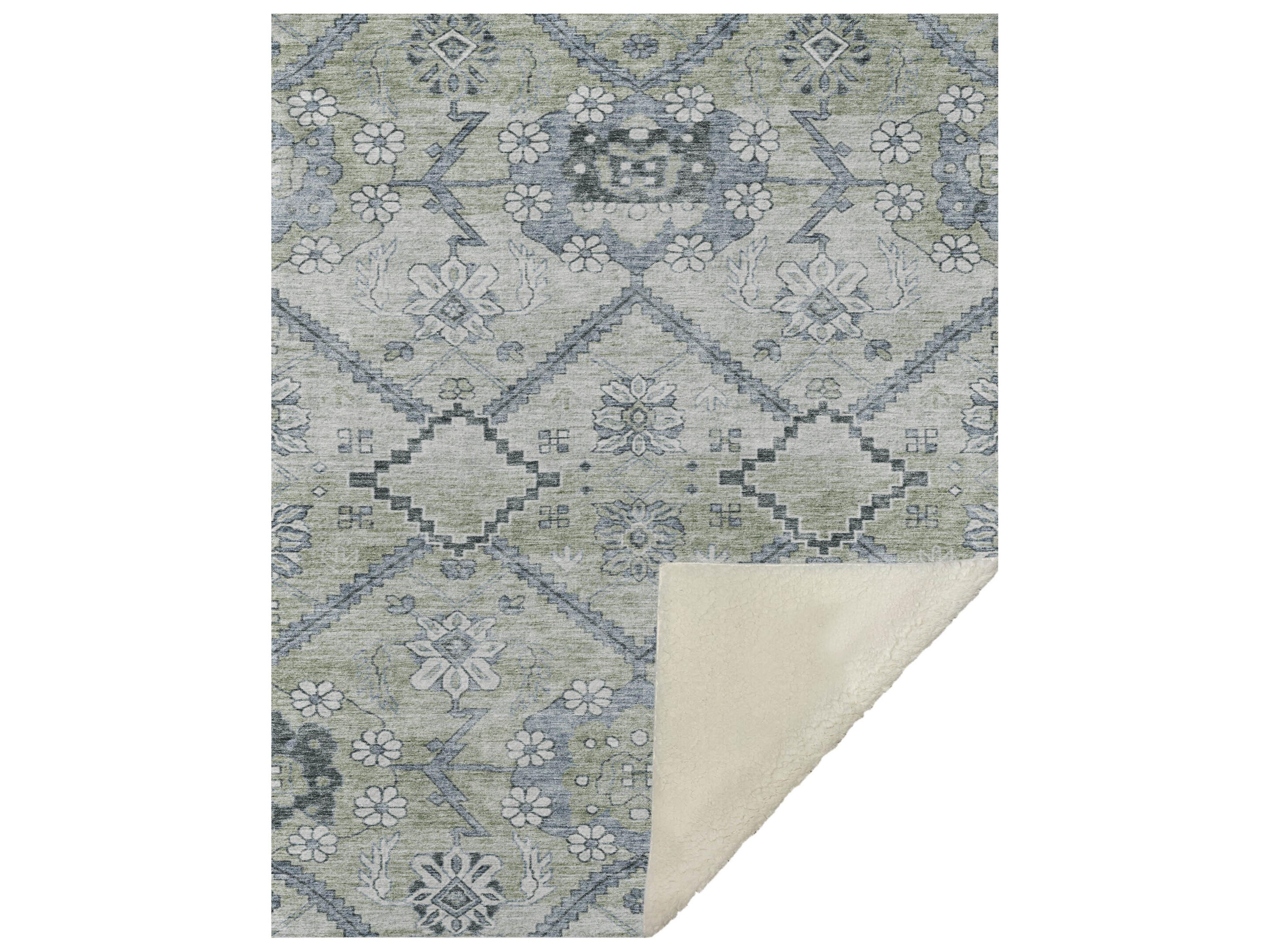 Dalyn Sherpa Green Polyester Throw