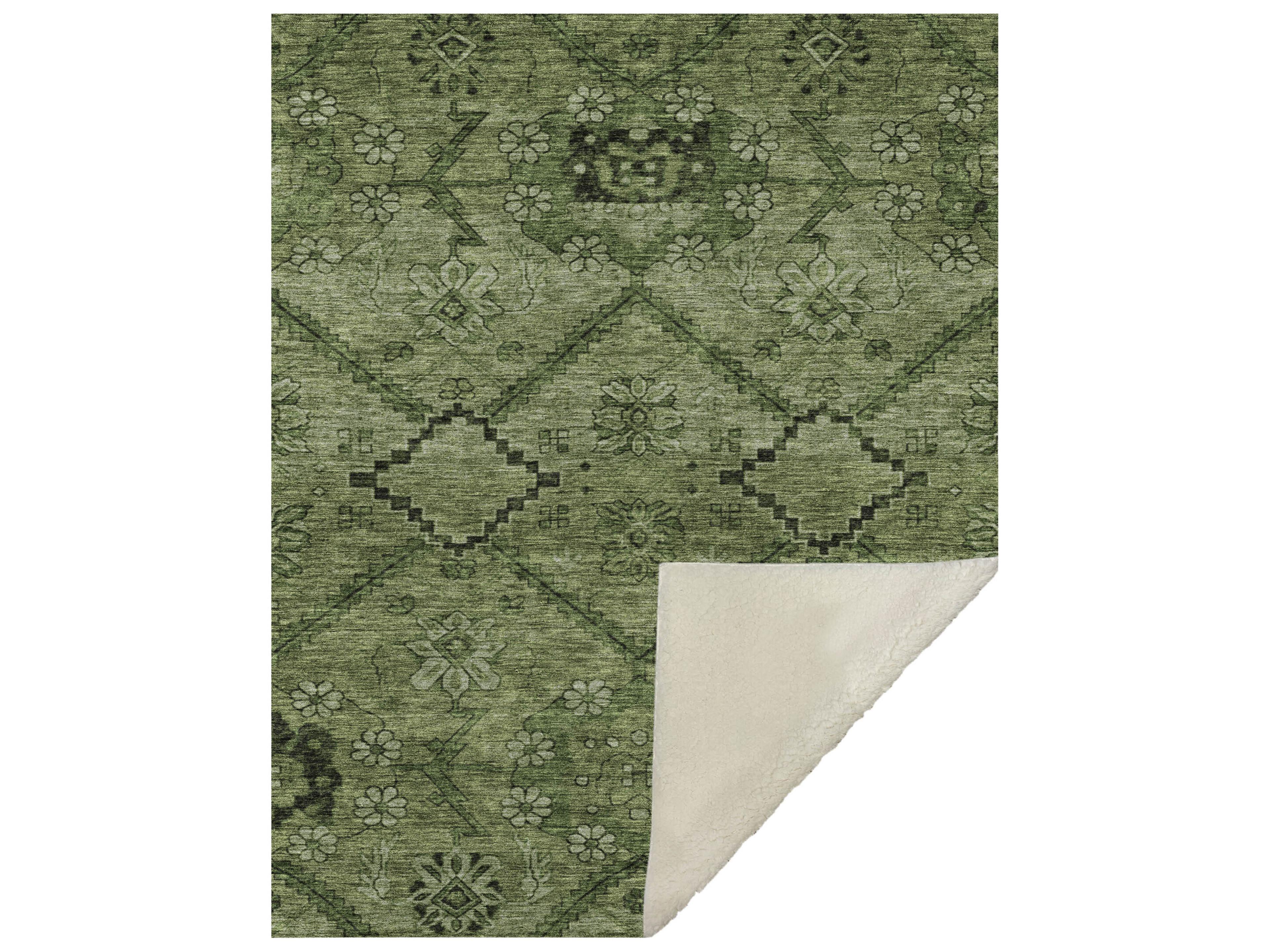 Dalyn Sherpa Green Polyester Throw