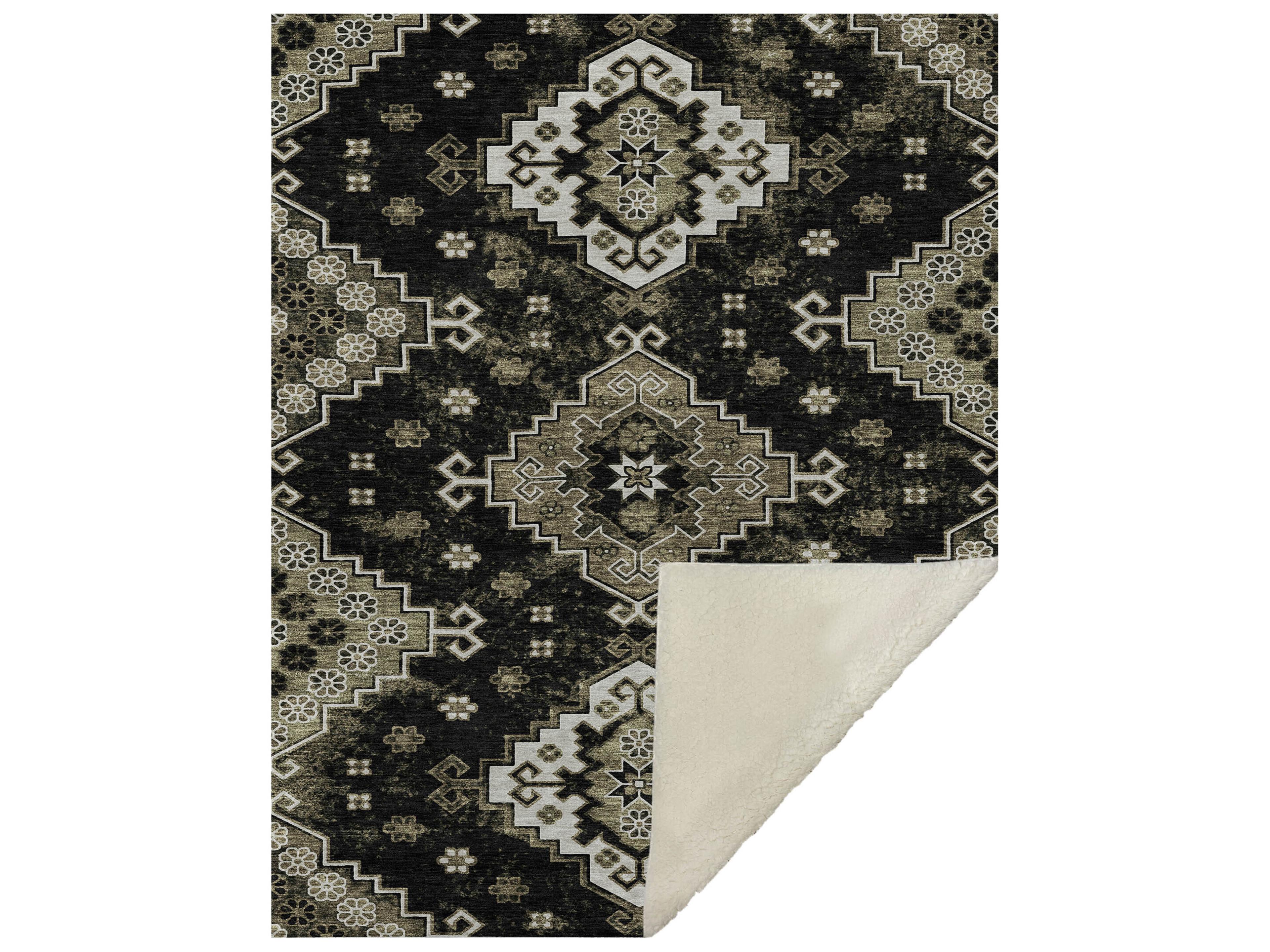 Dalyn Sherpa Black Polyester Throw