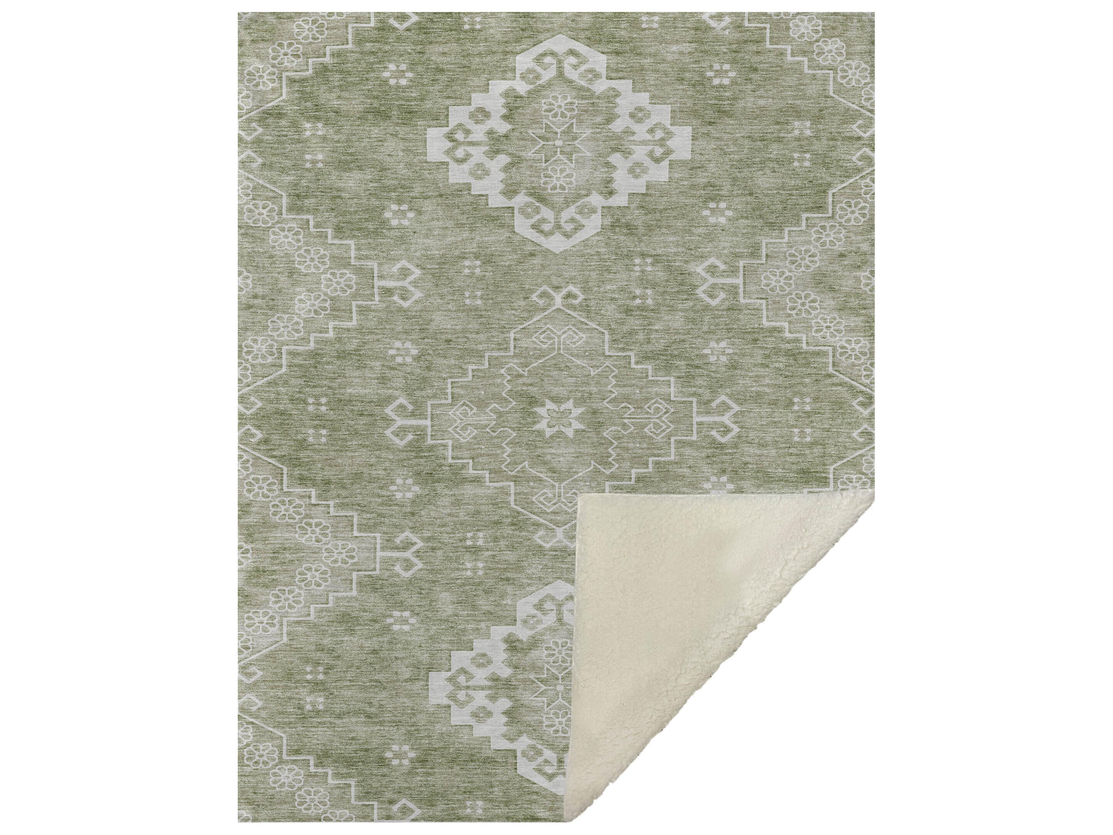 Dalyn Sherpa Green Polyester Throw