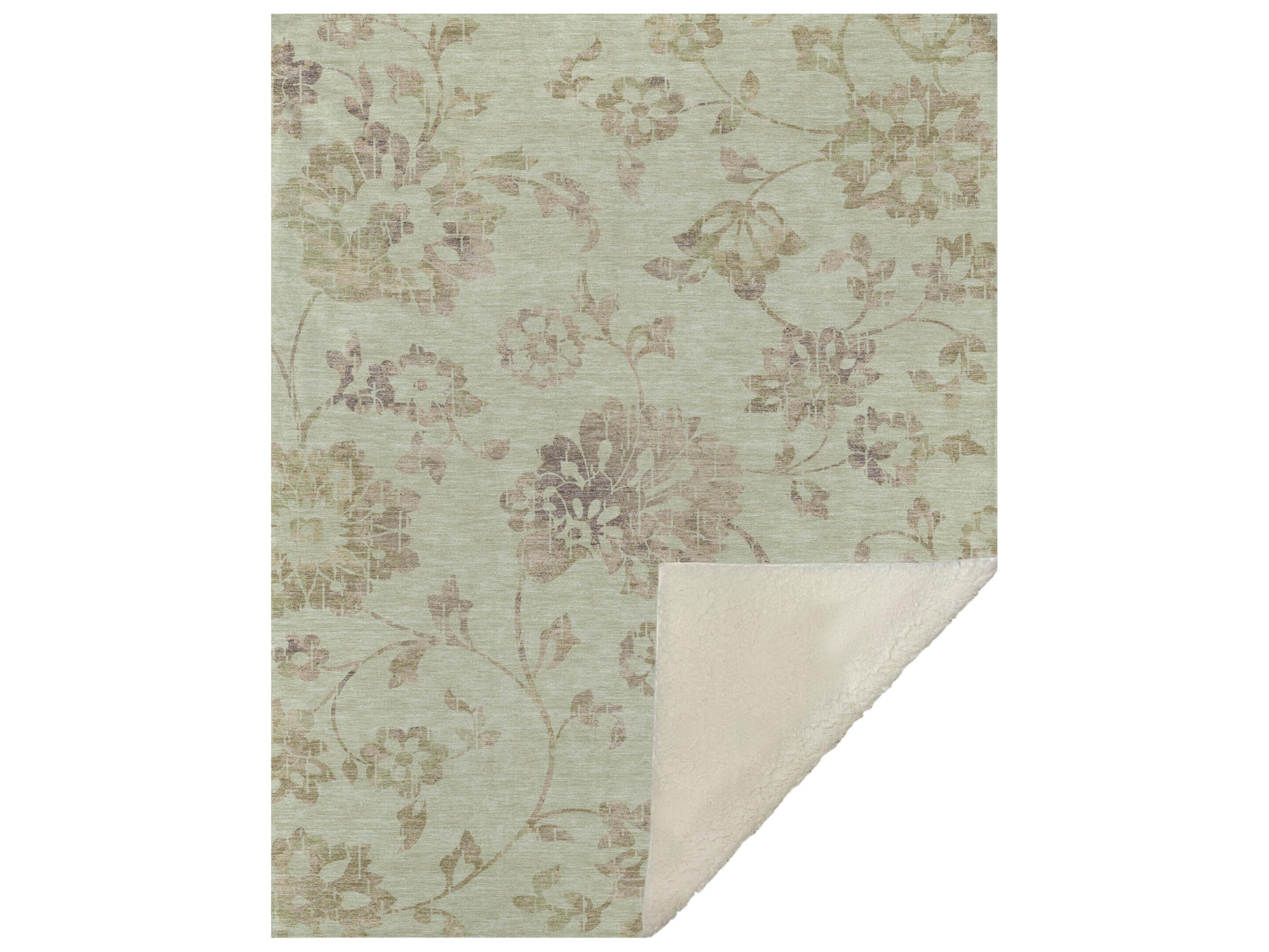 Dalyn Sherpa Green Polyester Throw