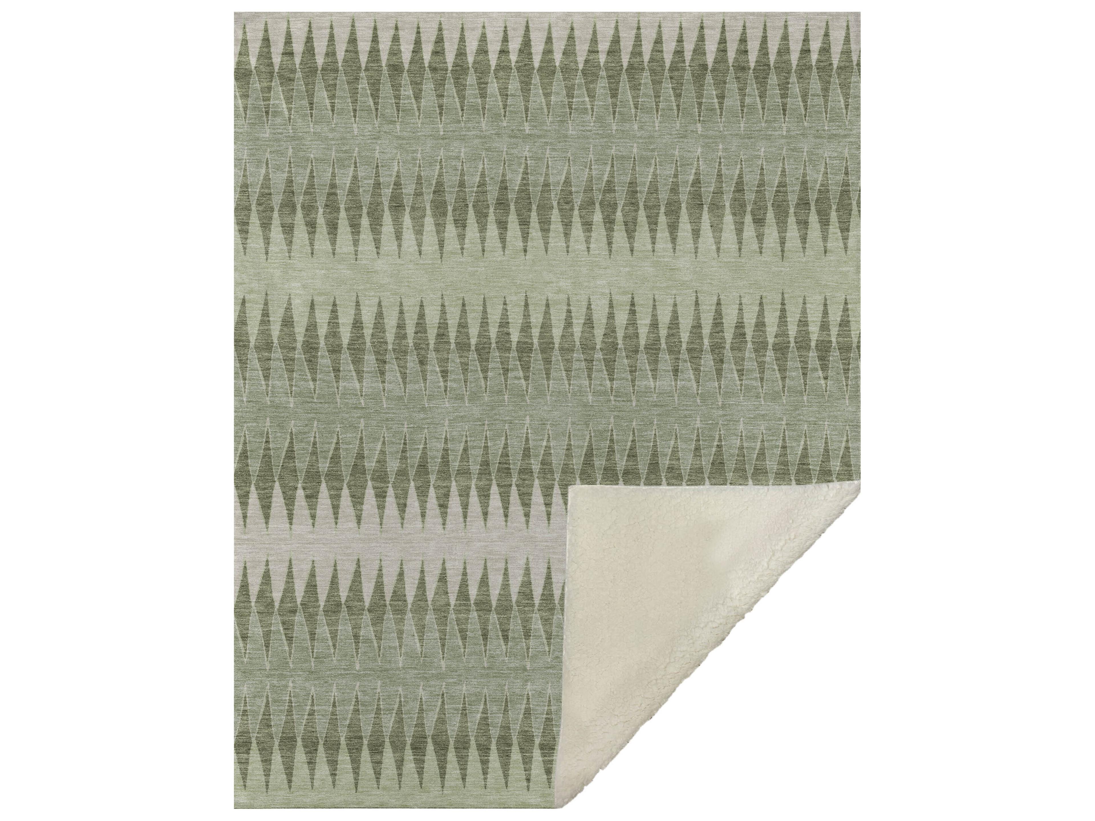 Dalyn Sherpa Green Polyester Throw