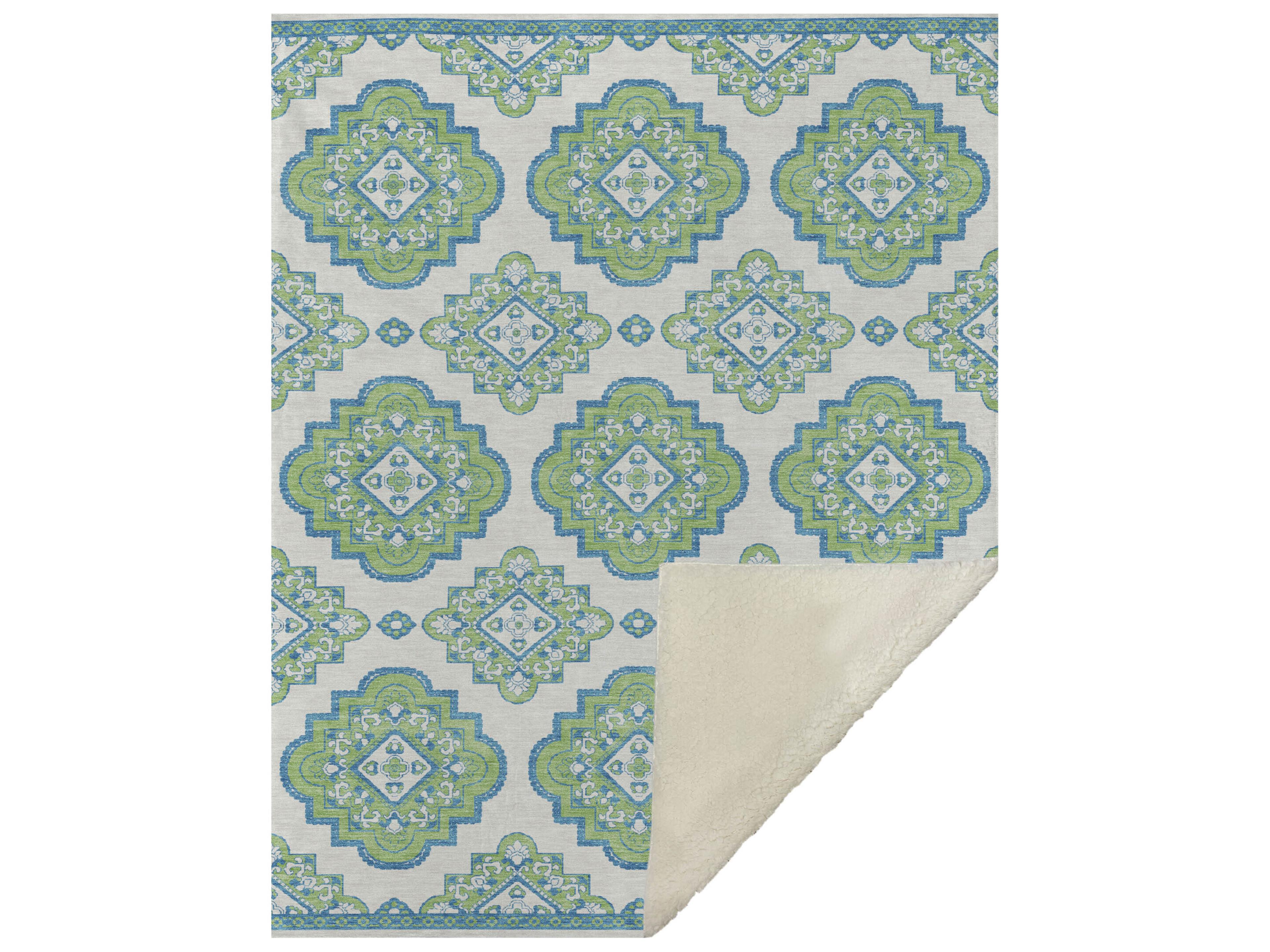 Dalyn Sherpa Green Polyester Throw