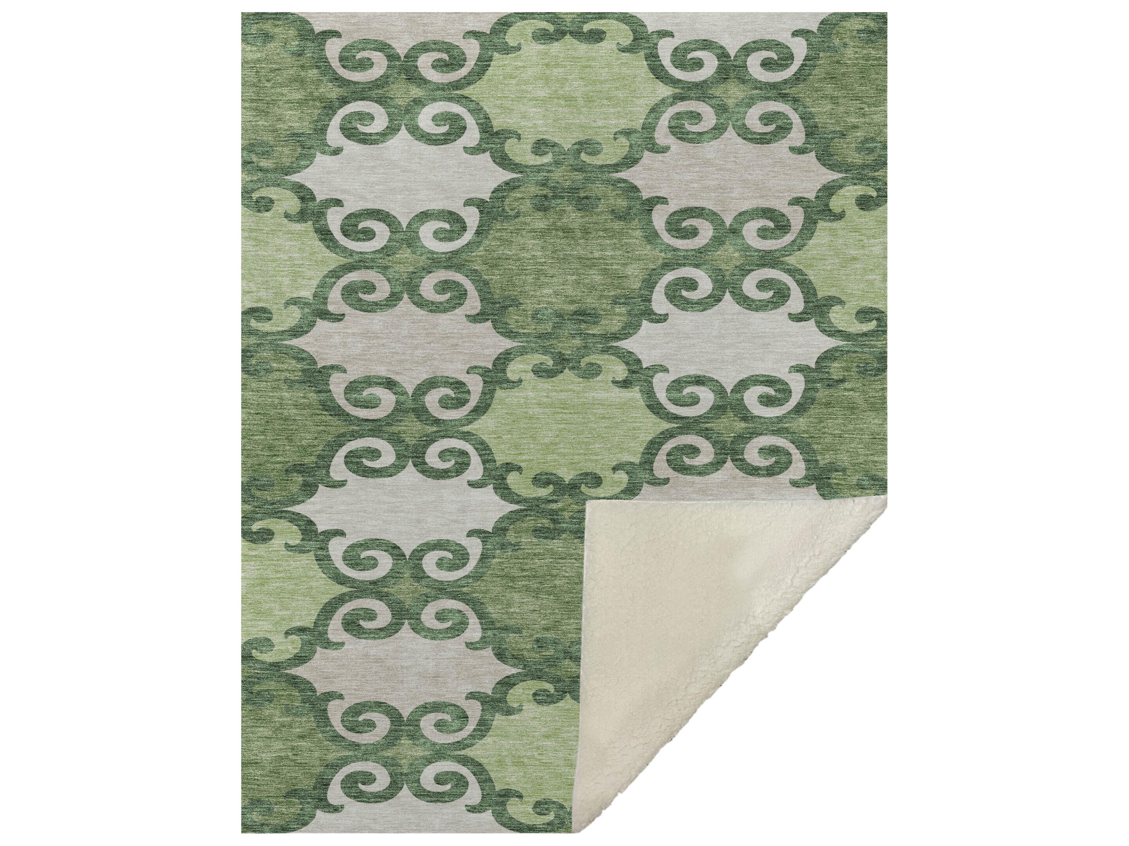 Dalyn Sherpa Green Polyester Throw