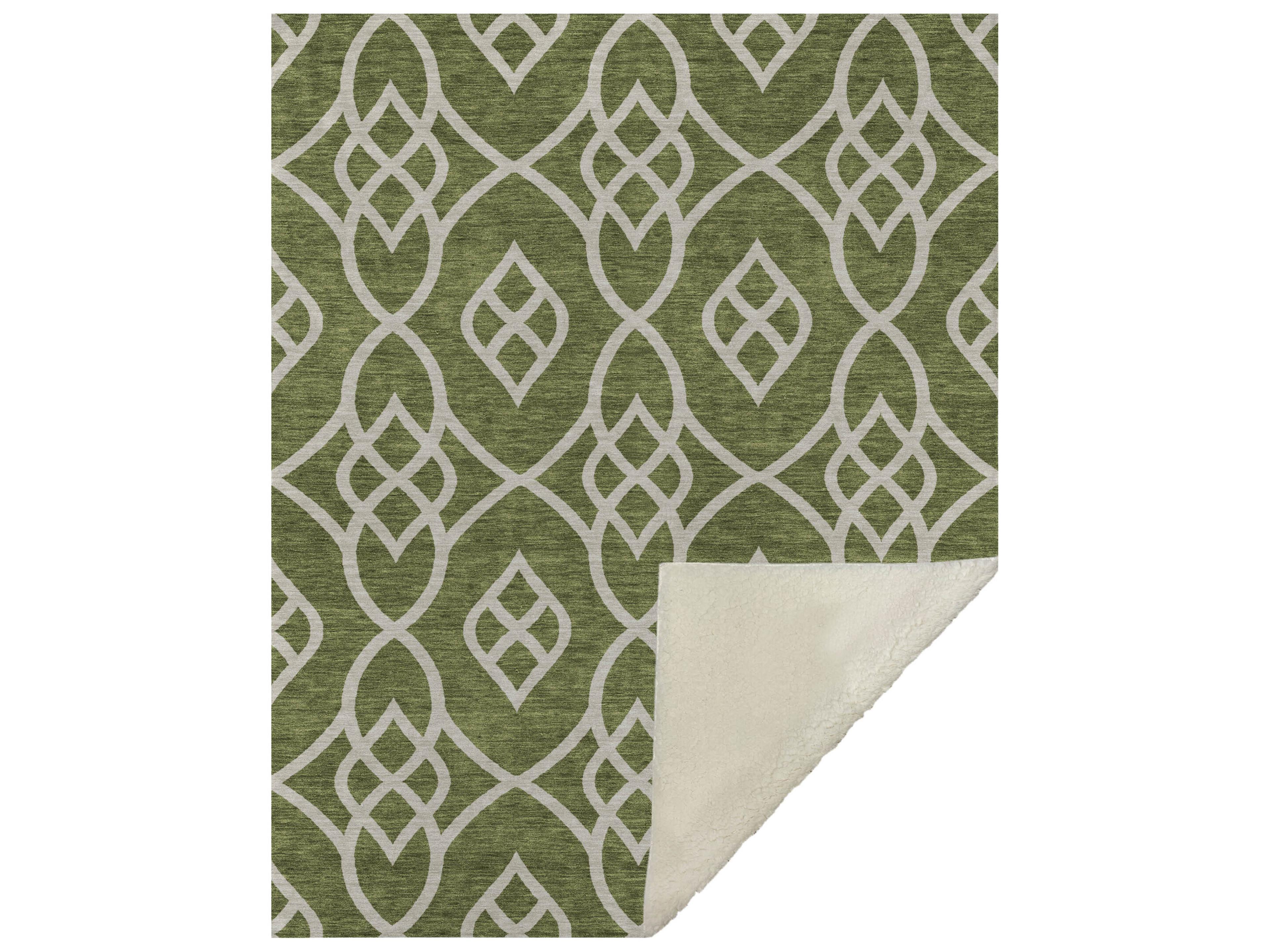 Dalyn Sherpa Green Polyester Throw