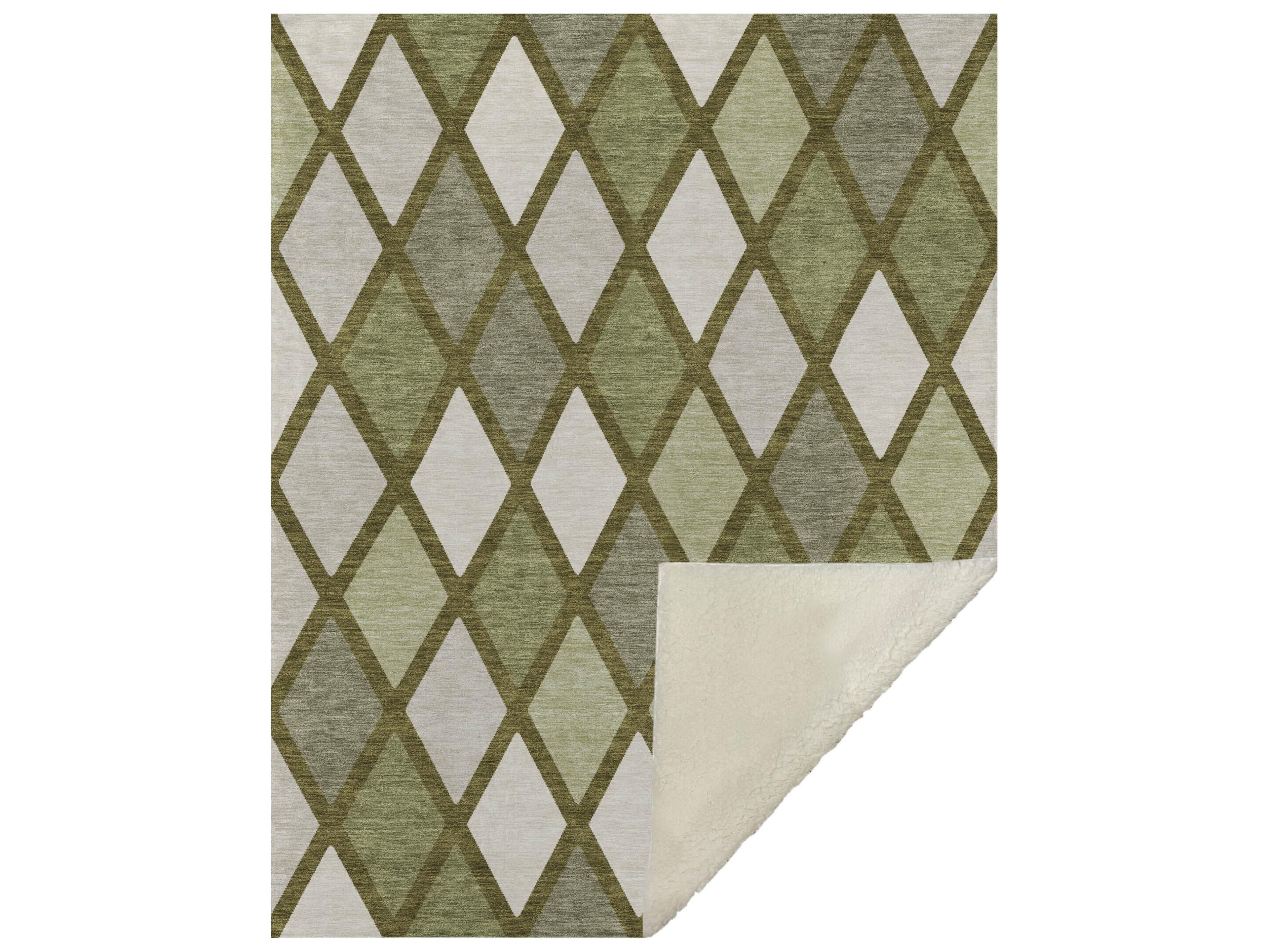 Dalyn Sherpa Green Polyester Throw
