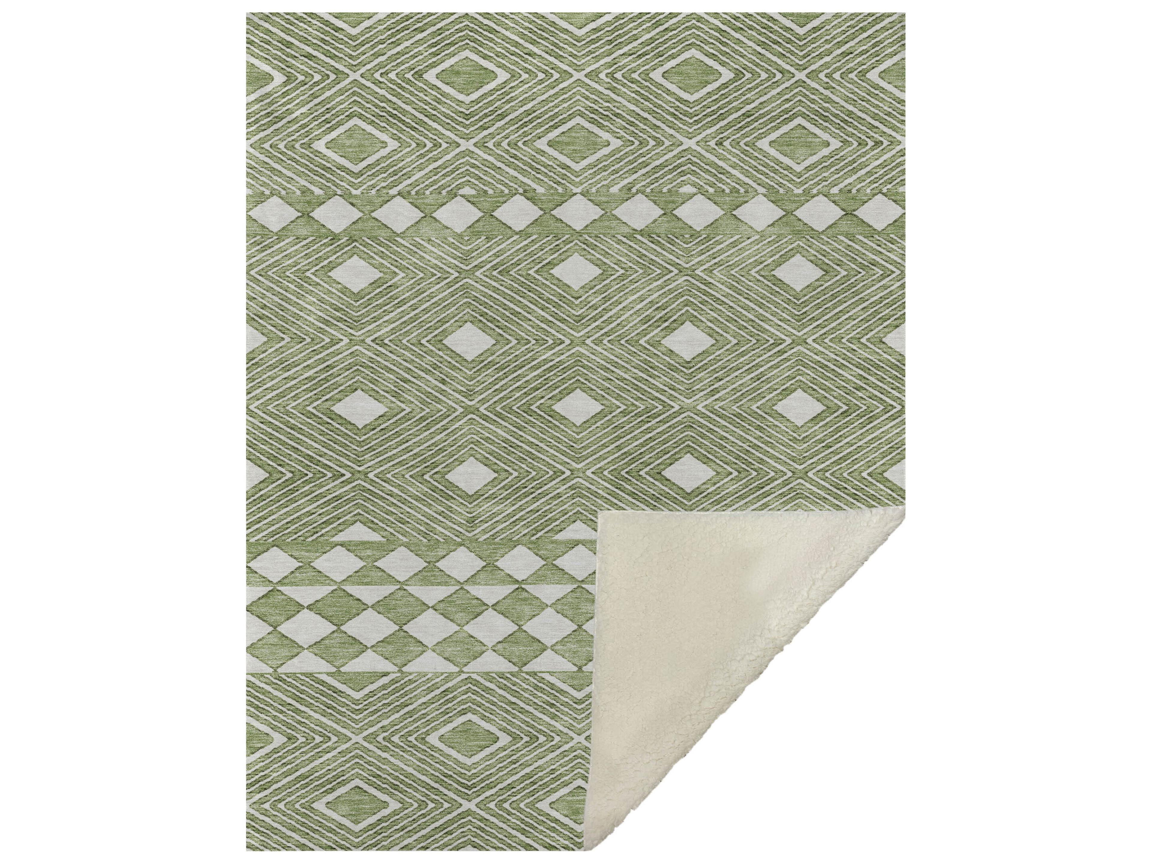 Dalyn Sherpa Green Polyester Throw