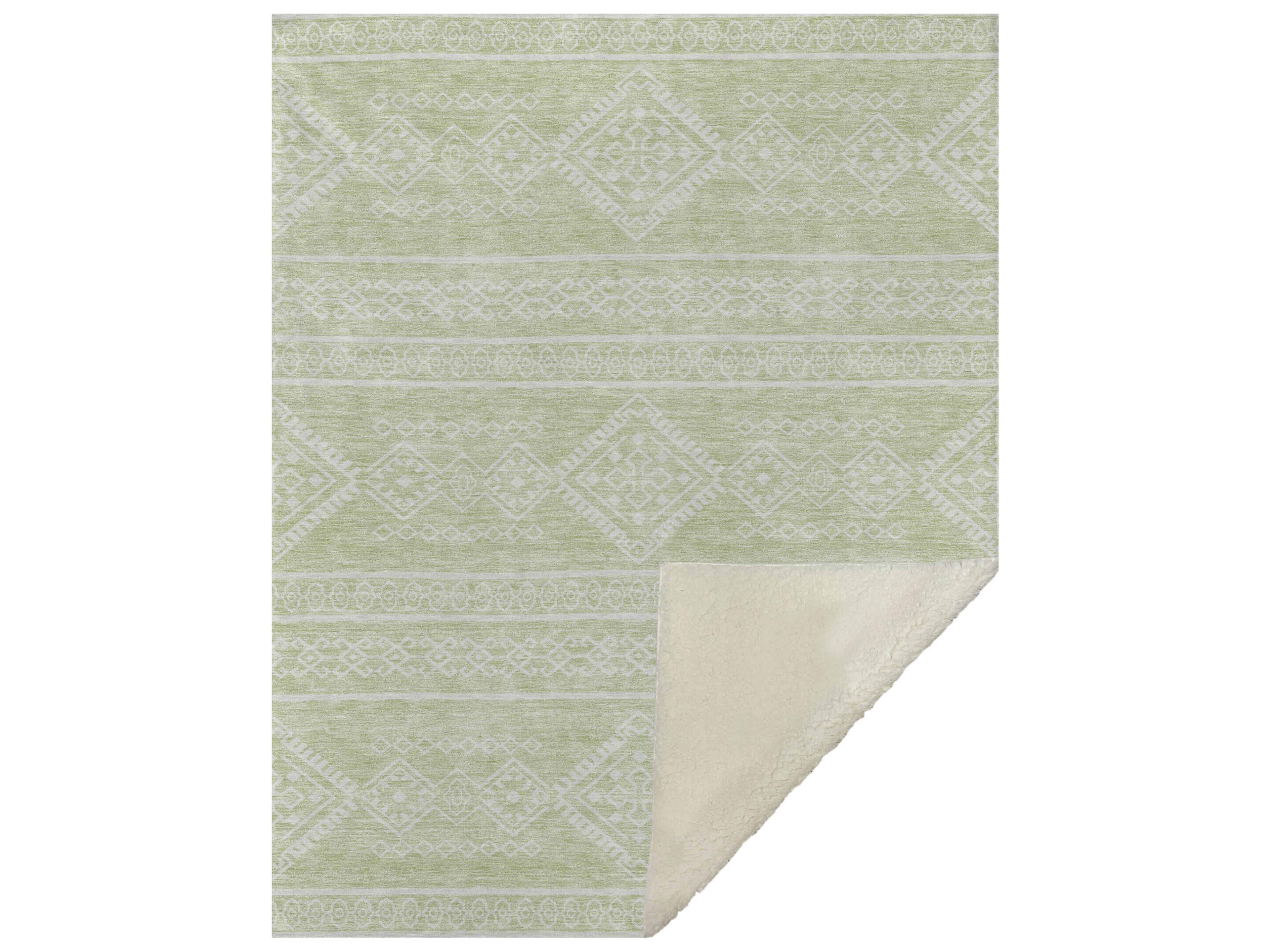 Dalyn Sherpa Green Polyester Throw