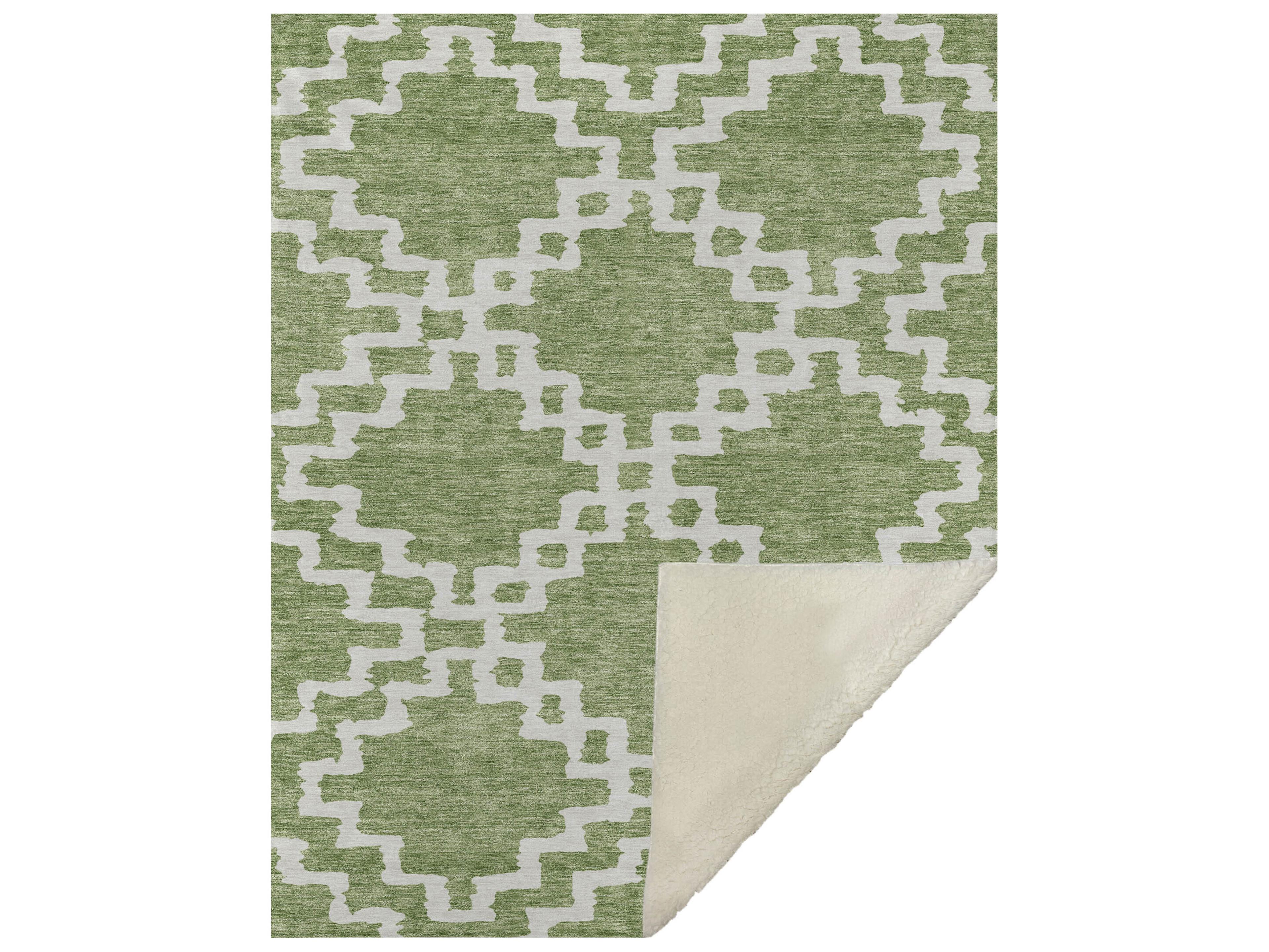 Dalyn Sherpa Green Polyester Throw