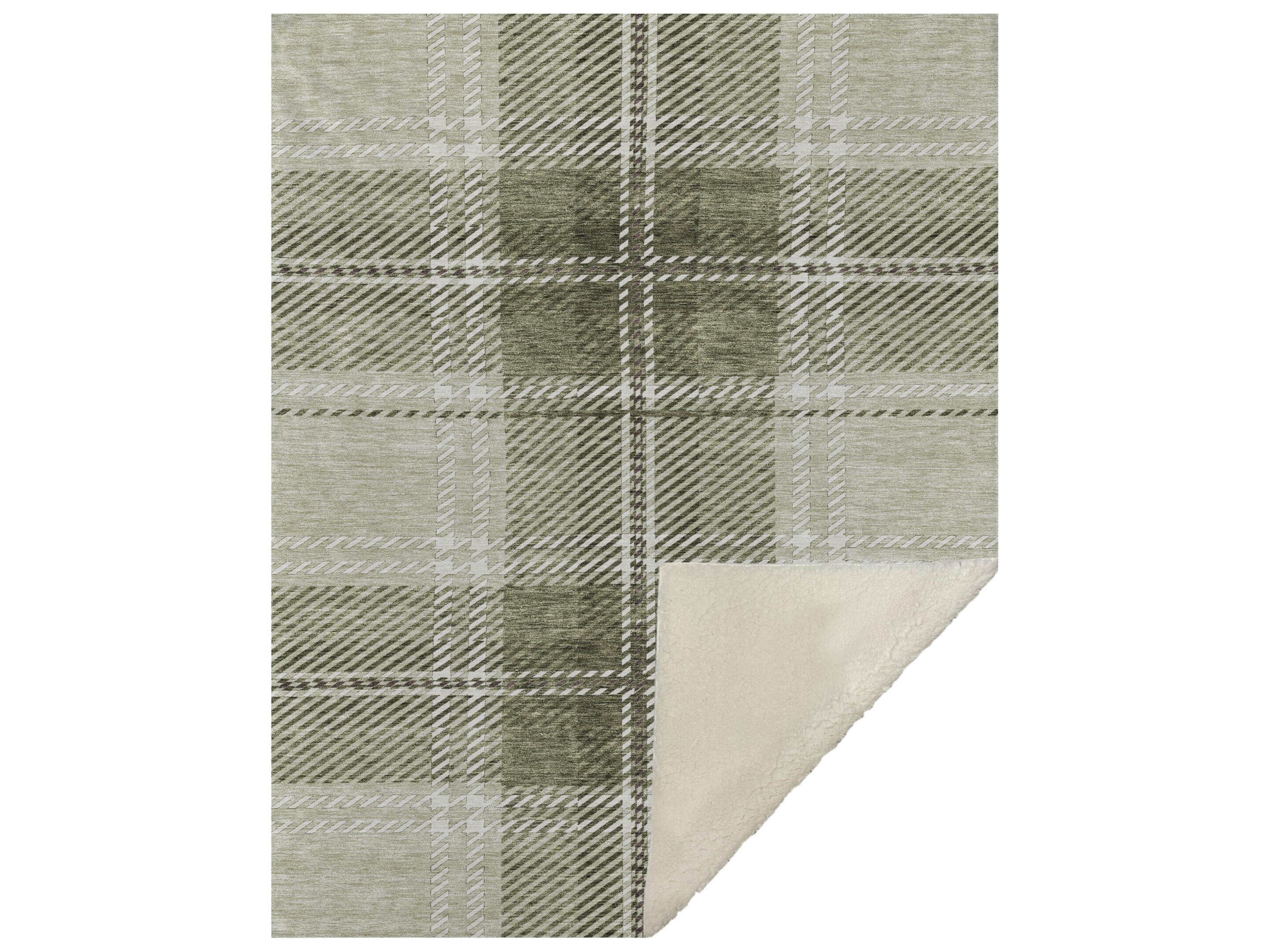 Dalyn Sherpa Green Polyester Throw