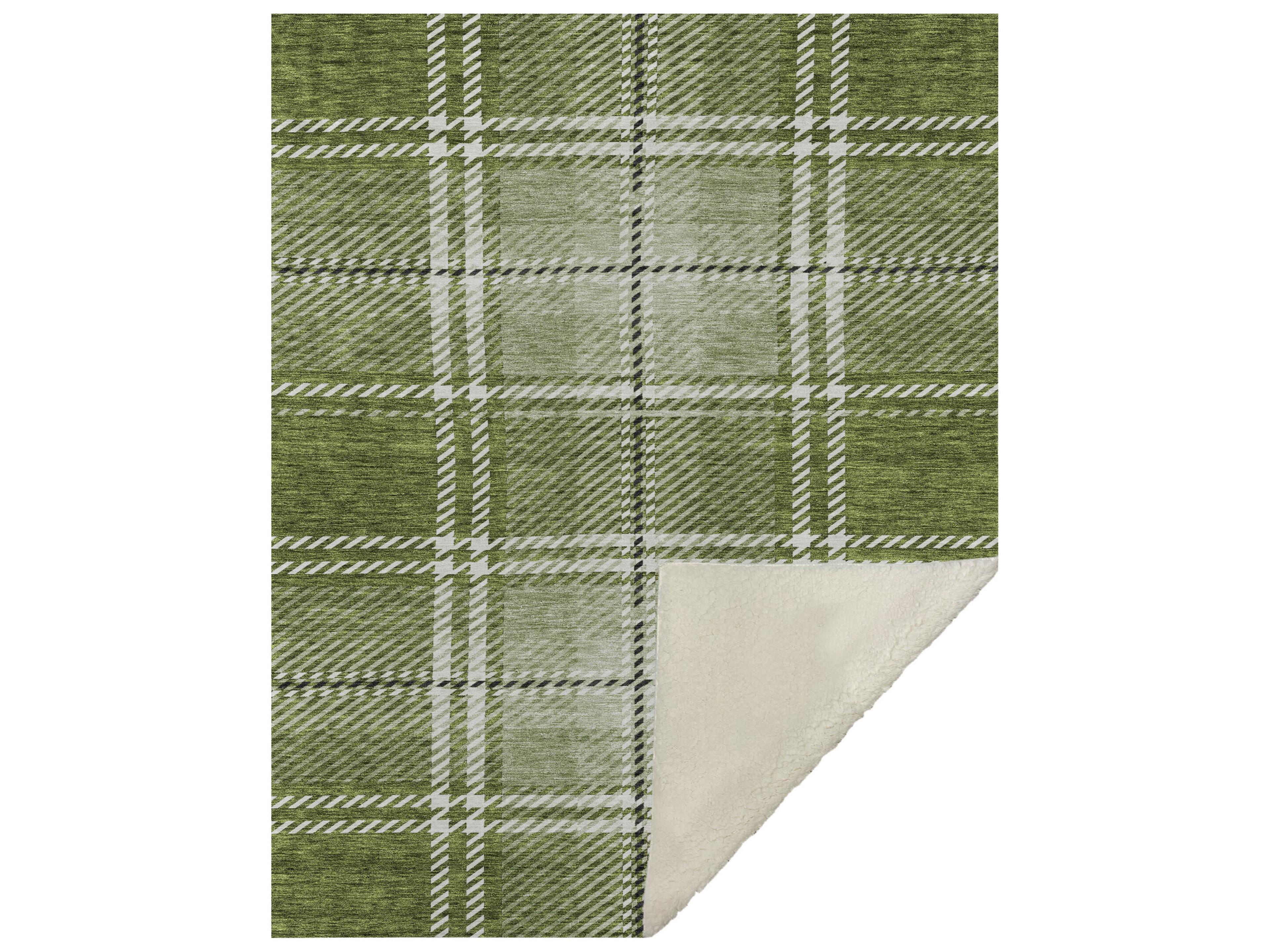 Dalyn Sherpa Green Polyester Throw