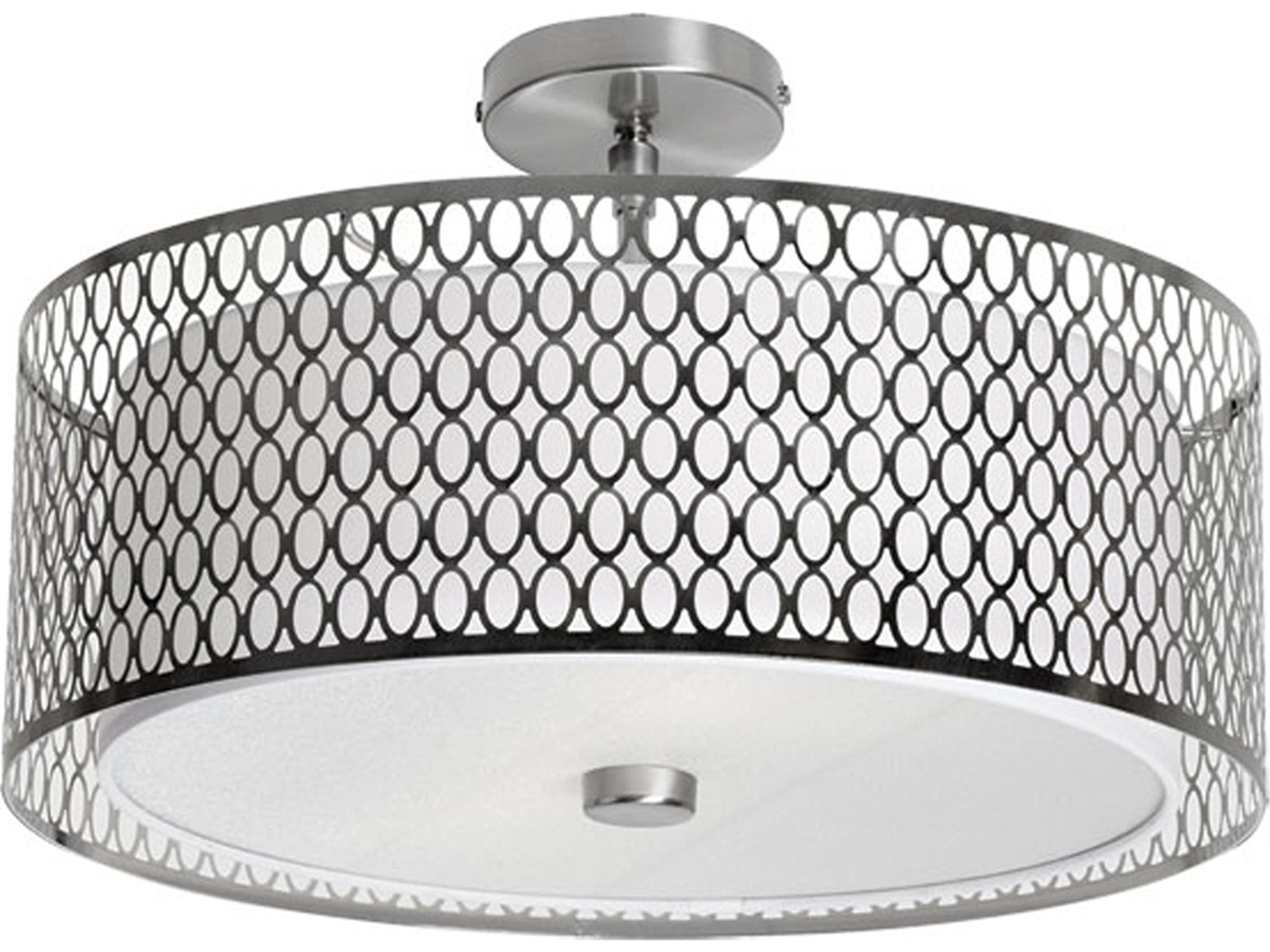 Dainolite Kordan 3-Light Satin Chrome Drum Semi Flush Mount