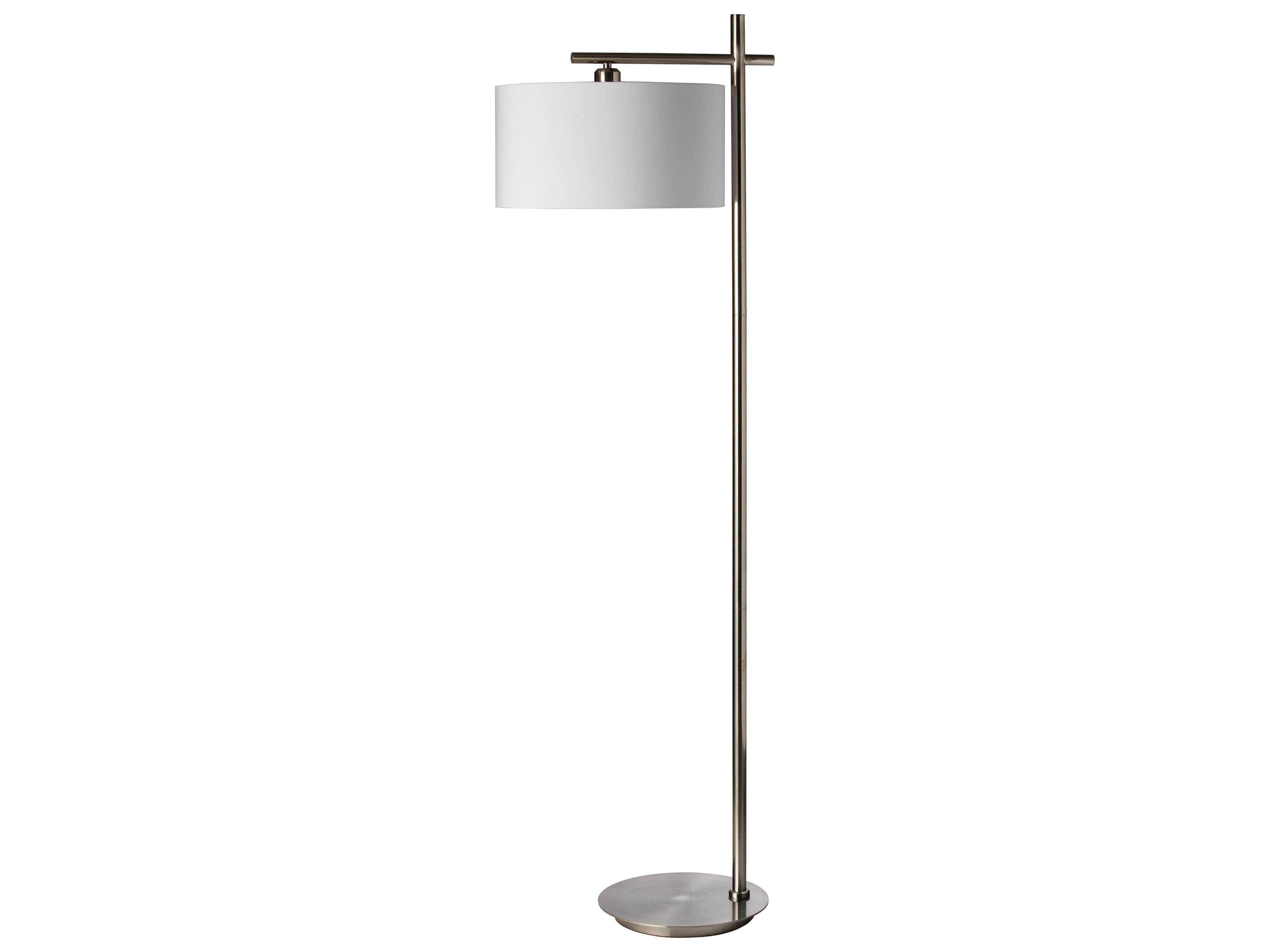 Dainolite Satin Chrome White Fabric Floor Lamp