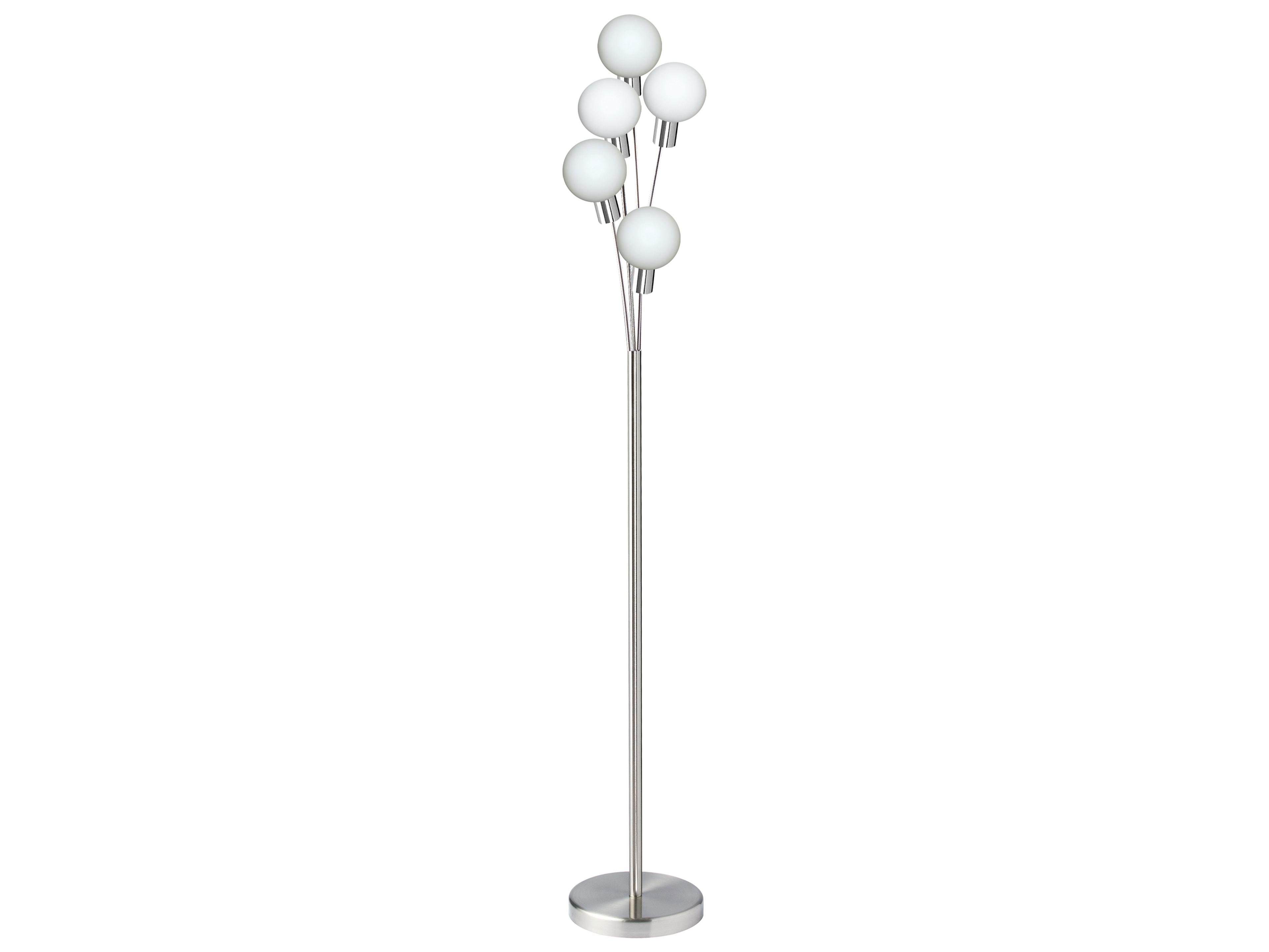 Dainolite Budding Branch Satin Chrome White Glass Silver Floor Lamp