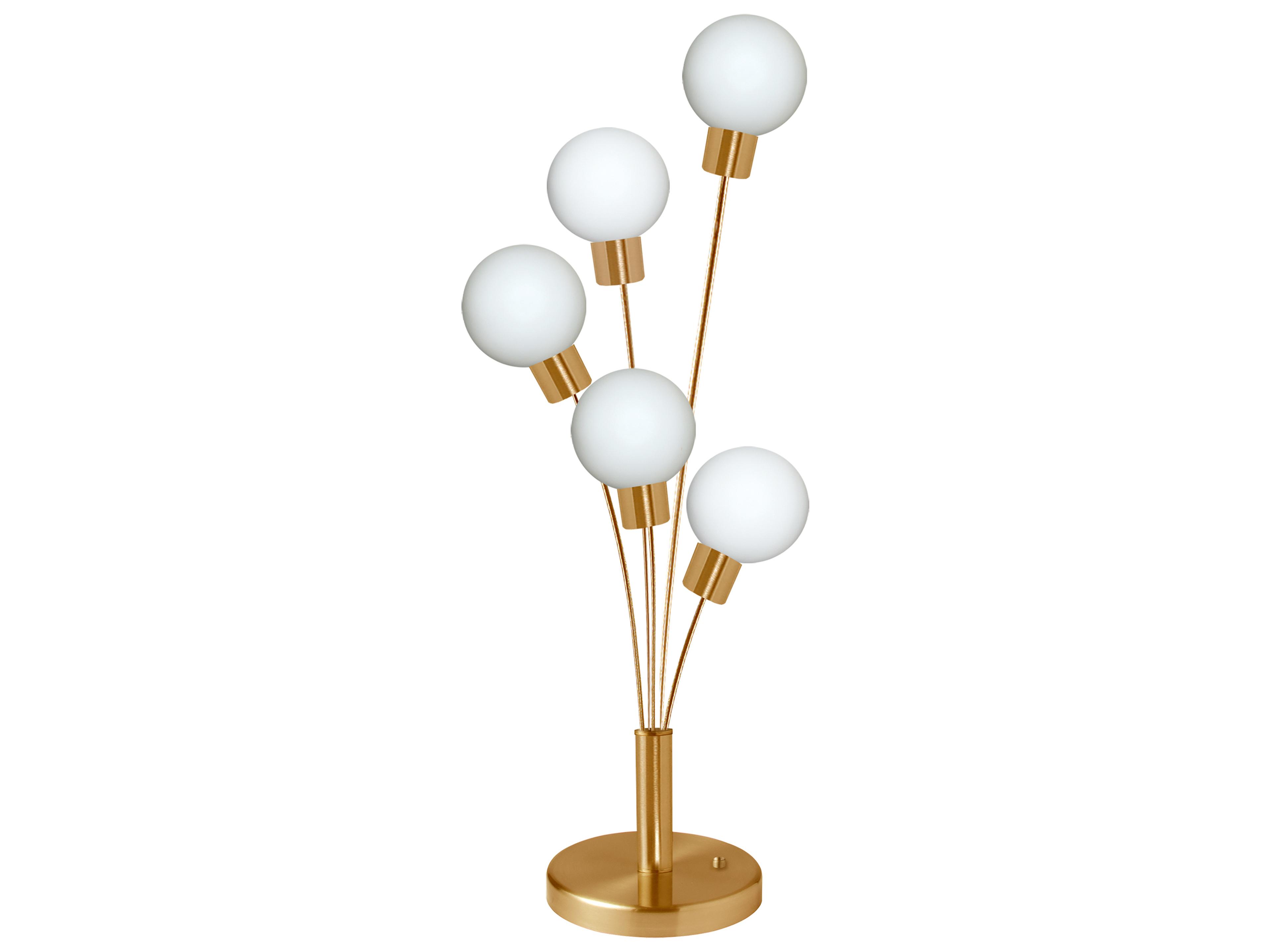 Dainolite Budding Branch Aged Brass White Glass Buffet Lamp
