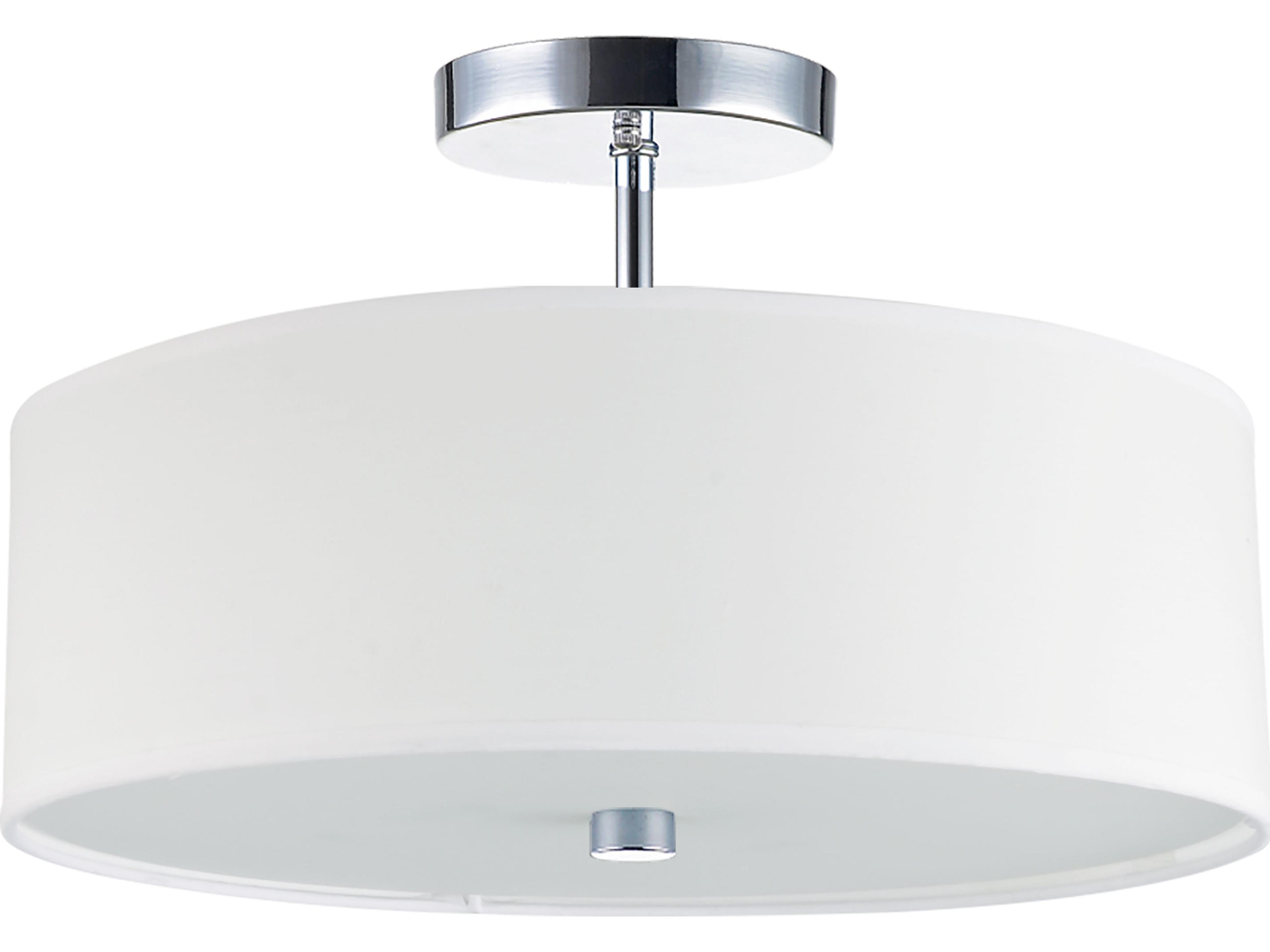 Dainolite Everly 3-Light Polished Chrome White Drum Semi Flush Mount