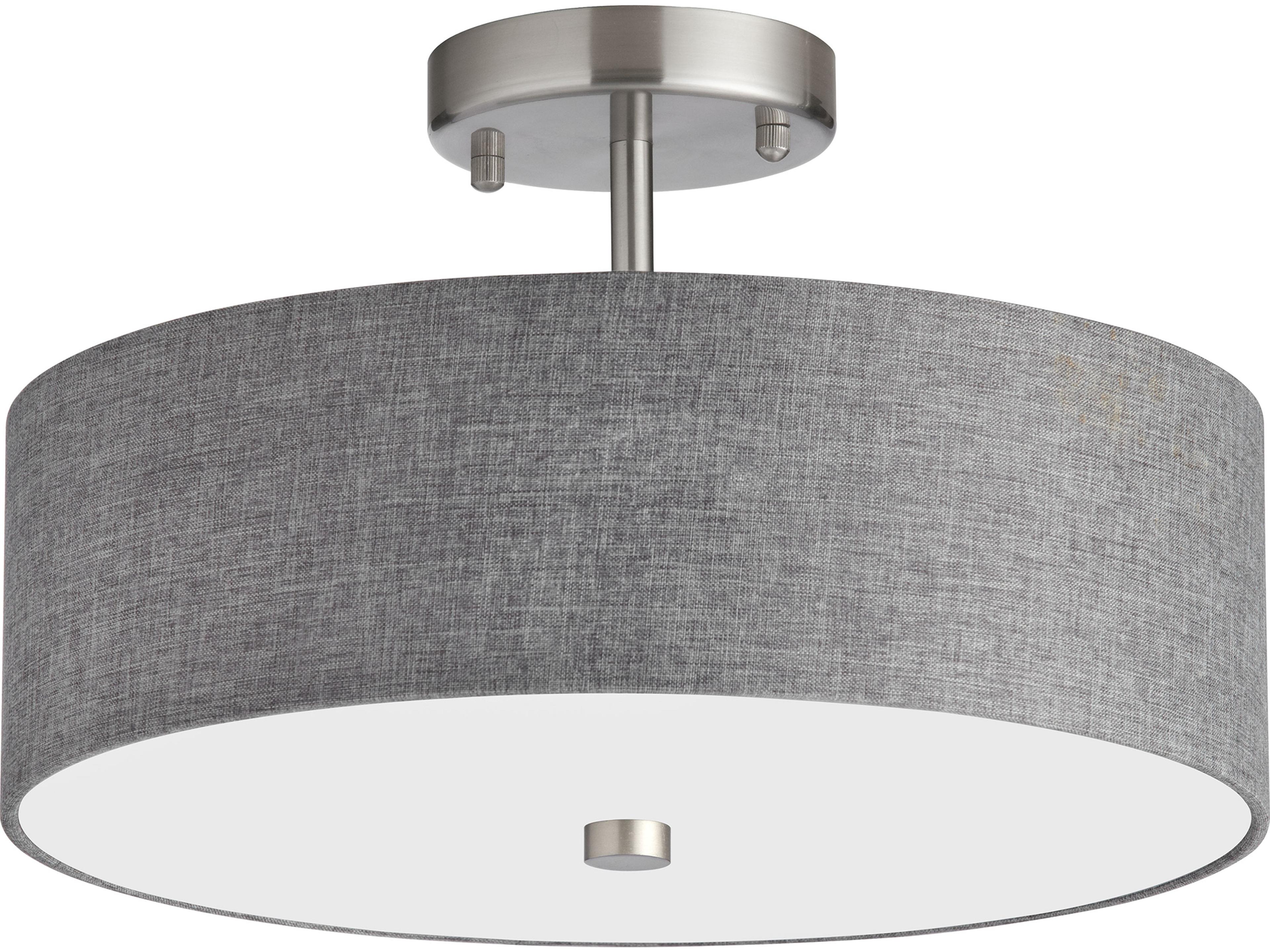Dainolite Everly 3-Light Grey Satin Chrome Drum Semi Flush Mount