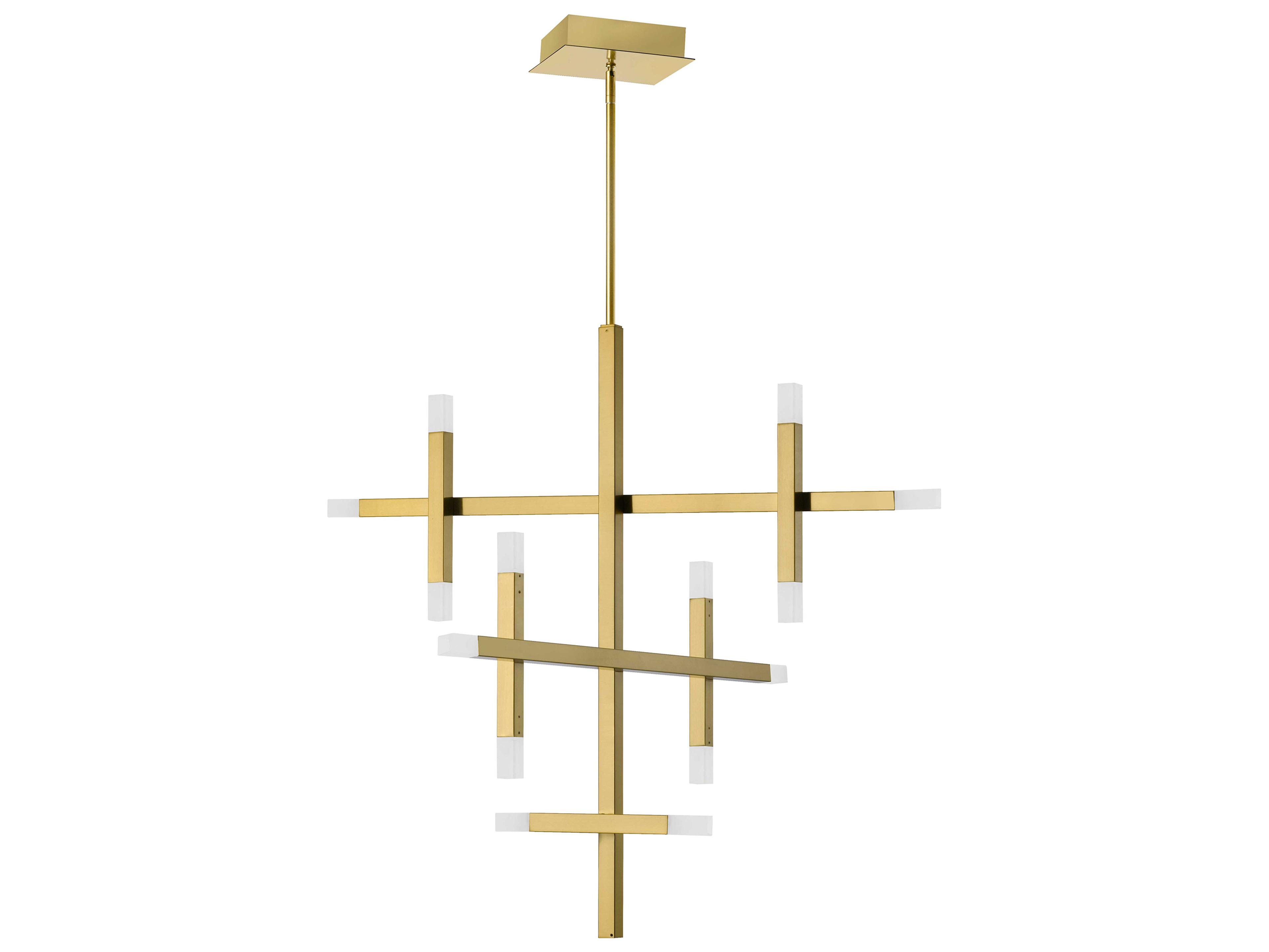 Dainolite Acasia 14-Light Aged Brass Geometric Linear Tiered Chandelier