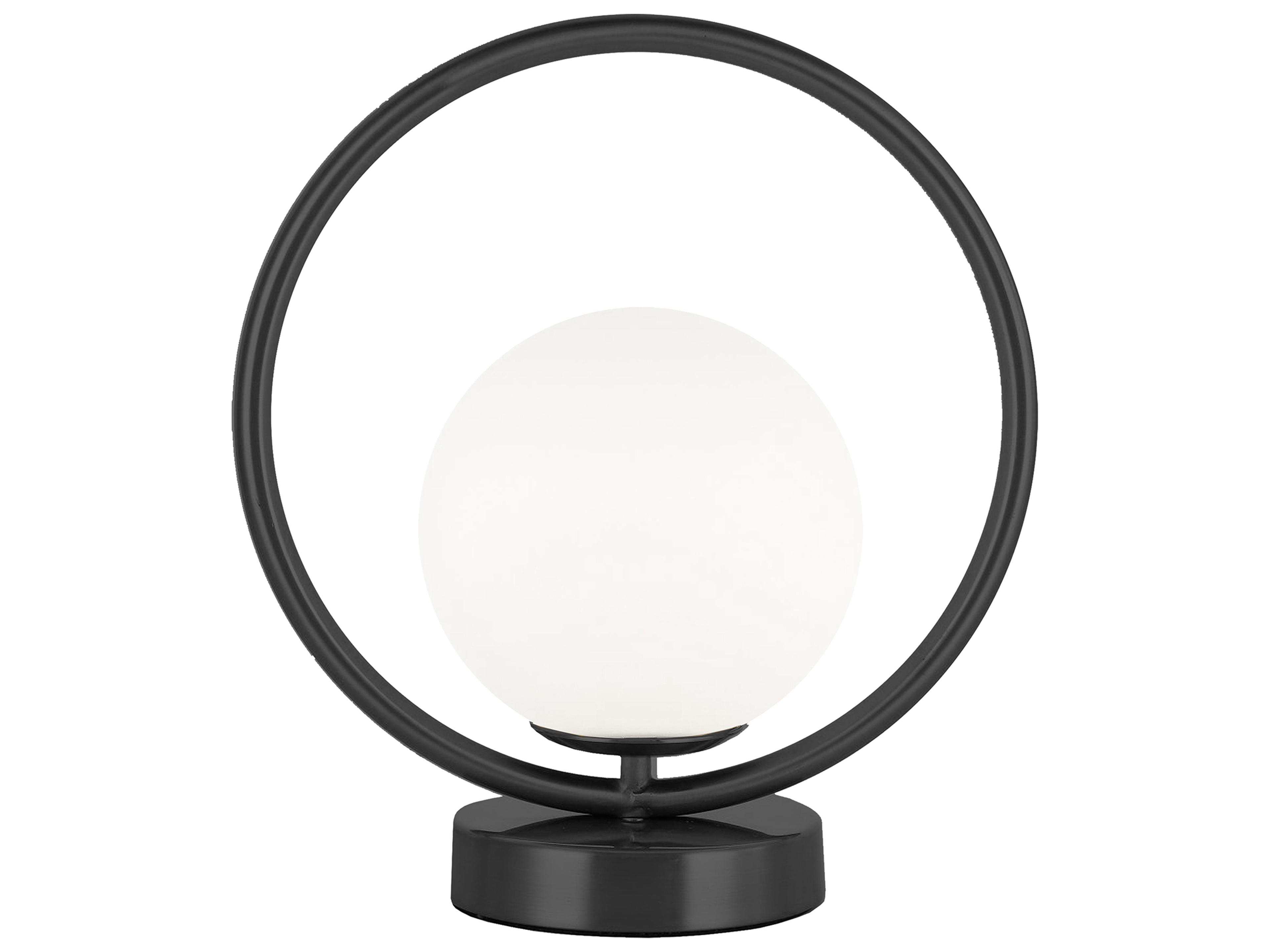 Dainolite Adrienna Matte Black Opal White Glass Table Lamp