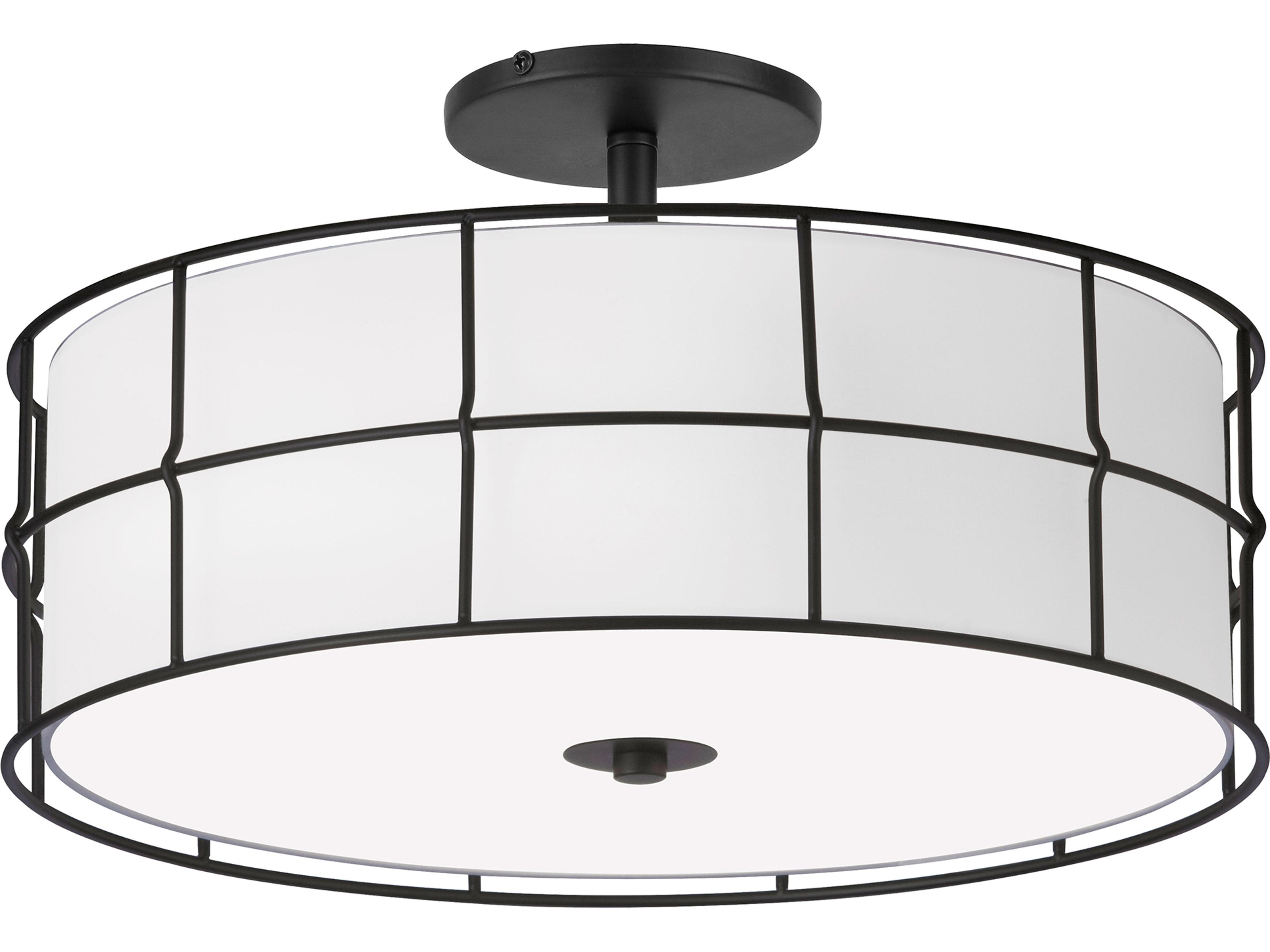 Dainolite Alcala 3-Light Matte Black Round Semi Flush Mount