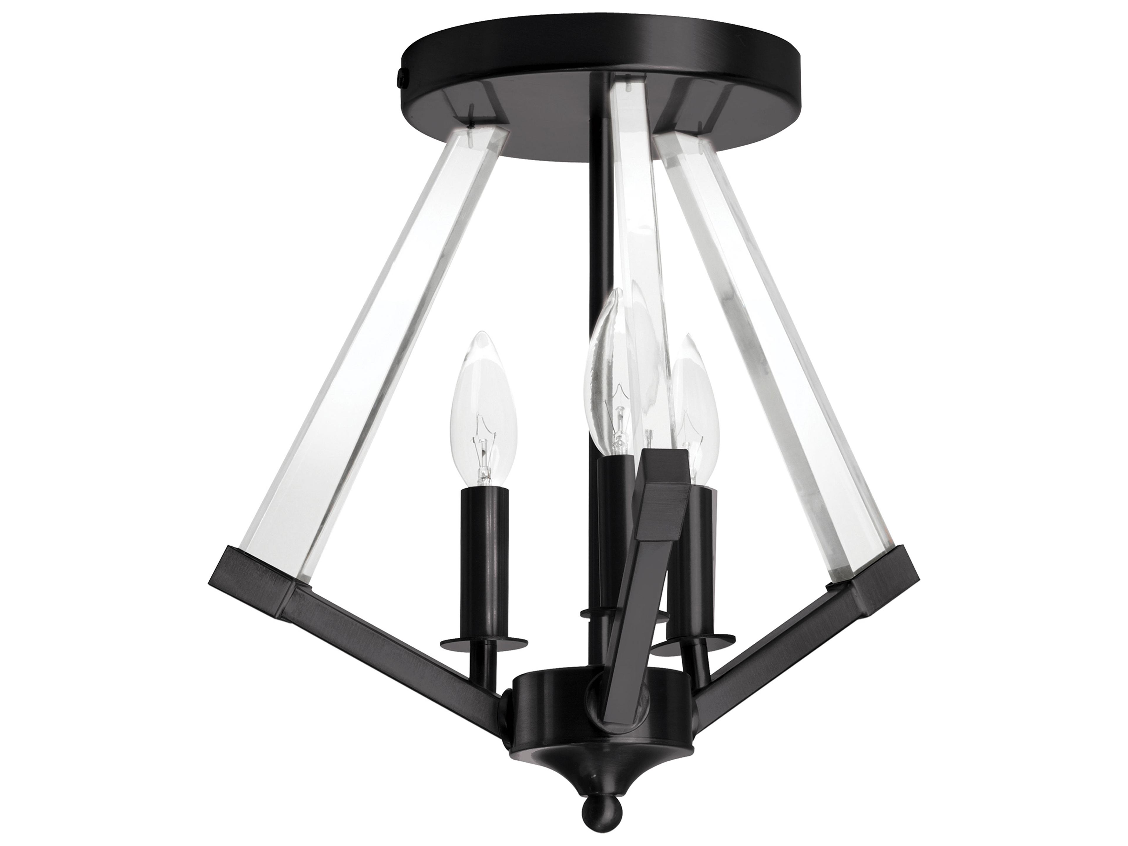 Dainolite Aalto 3-Light Matte Black Geometric Semi Flush Mount