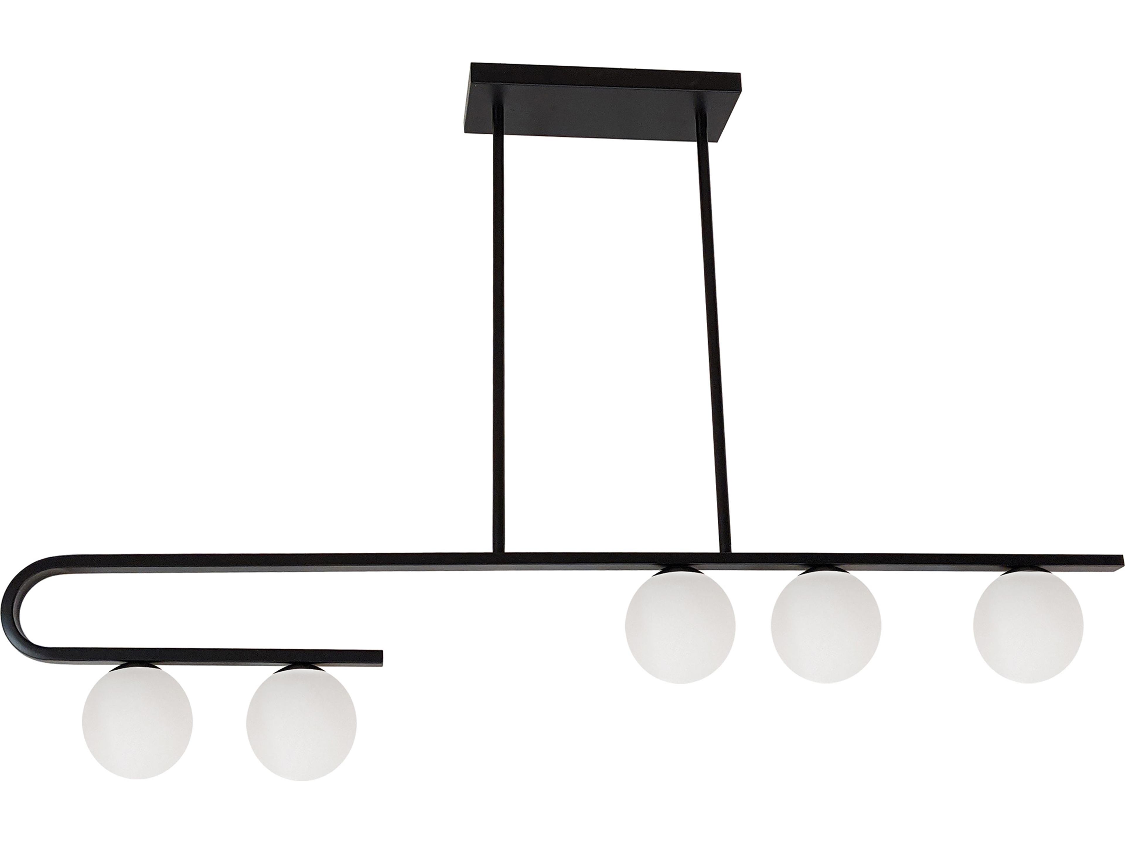 Dainolite Atlas 5-Light Matte Black Globe Linear Island Pendant