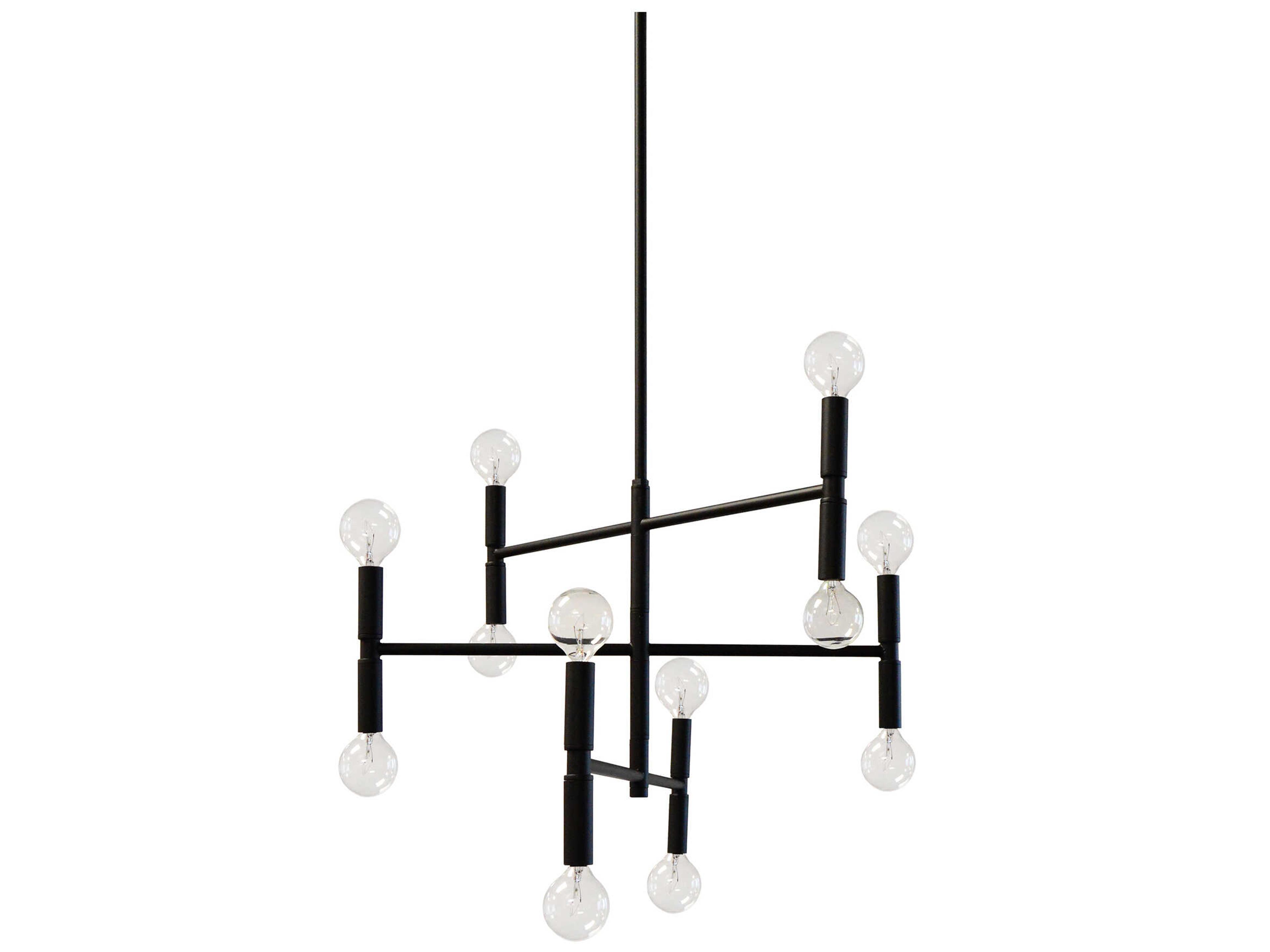Dainolite Ava 12-Light Matte Black Linear Tiered Chandelier