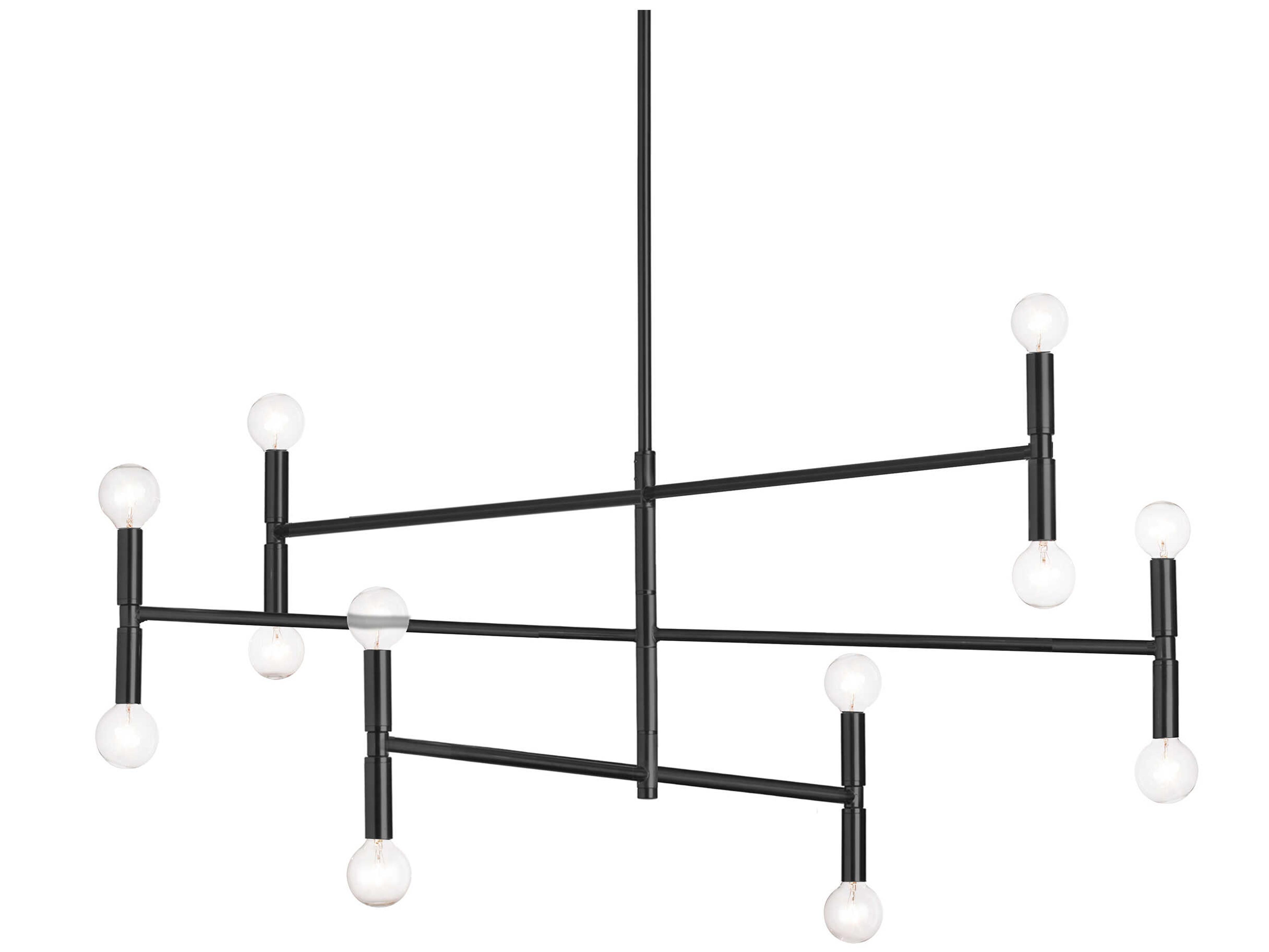 Dainolite Ava 12-Light Matte Black Linear Tiered Chandelier