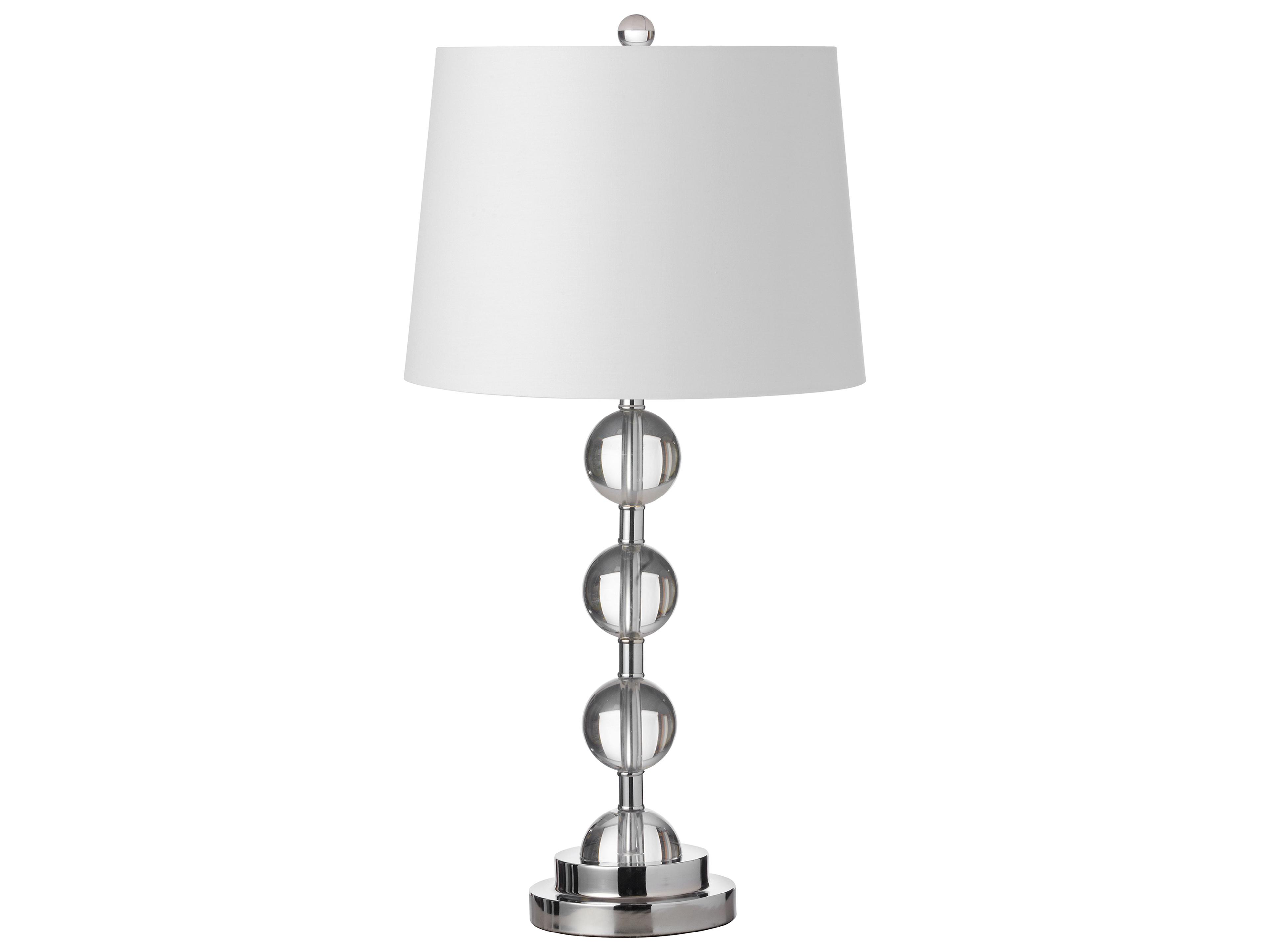 Dainolite Crystal Polished Chrome White Fabric Buffet Lamp