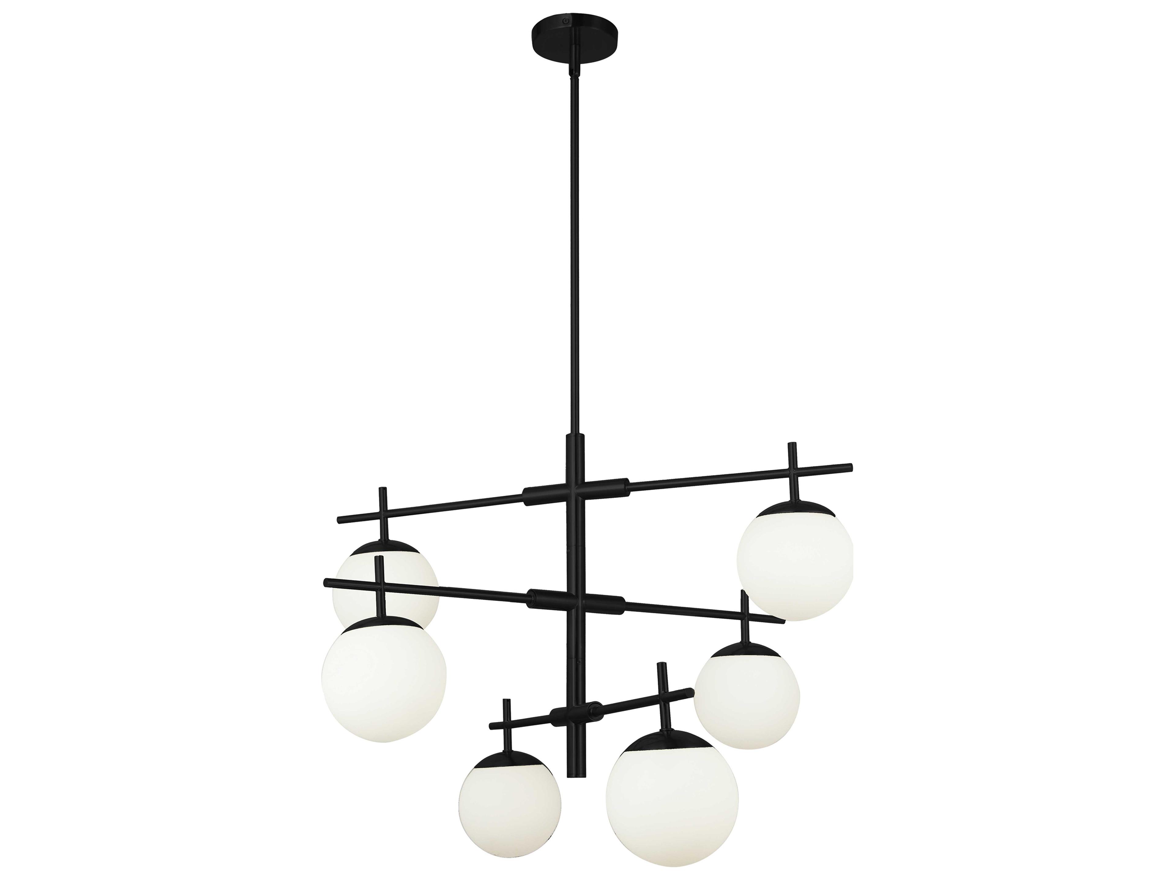 Dainolite Caelia 6-Light Matte Black Globe Geometric Linear Chandelier