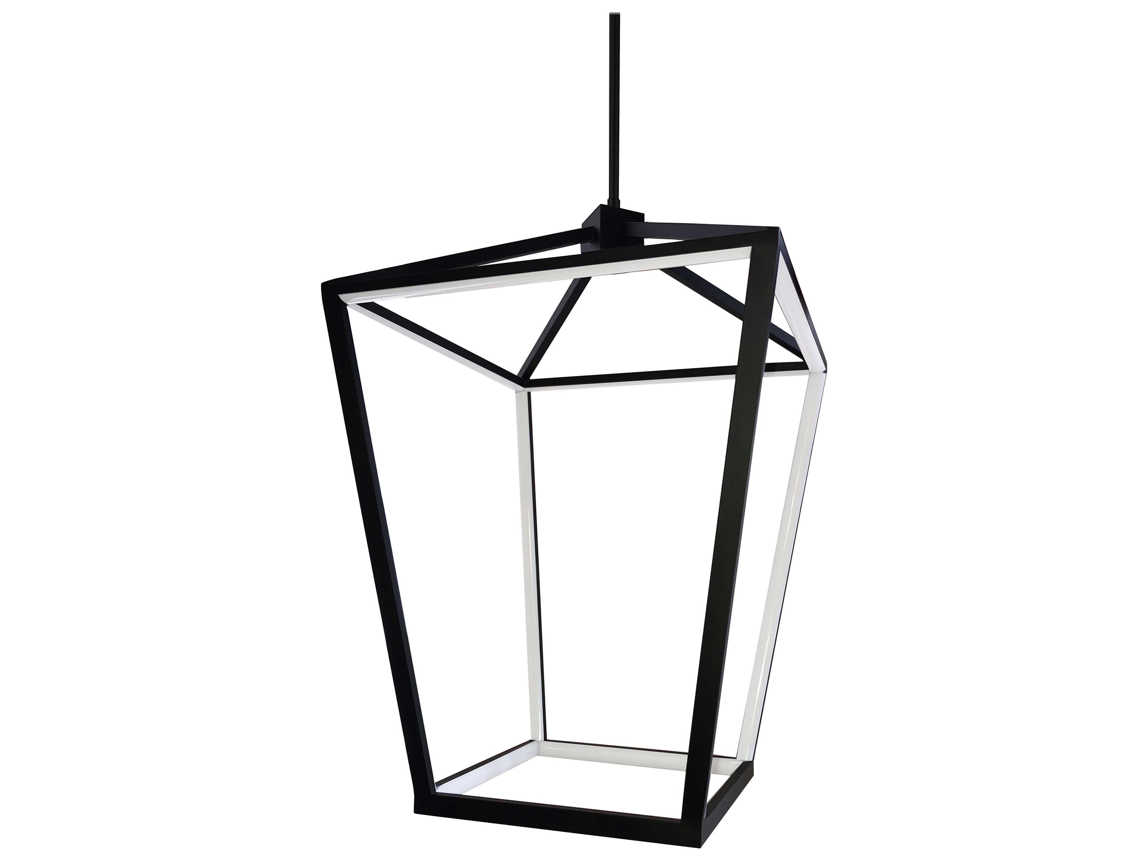 Dainolite Cage 12-Light Matte Black White Geometric Lantern Pendant