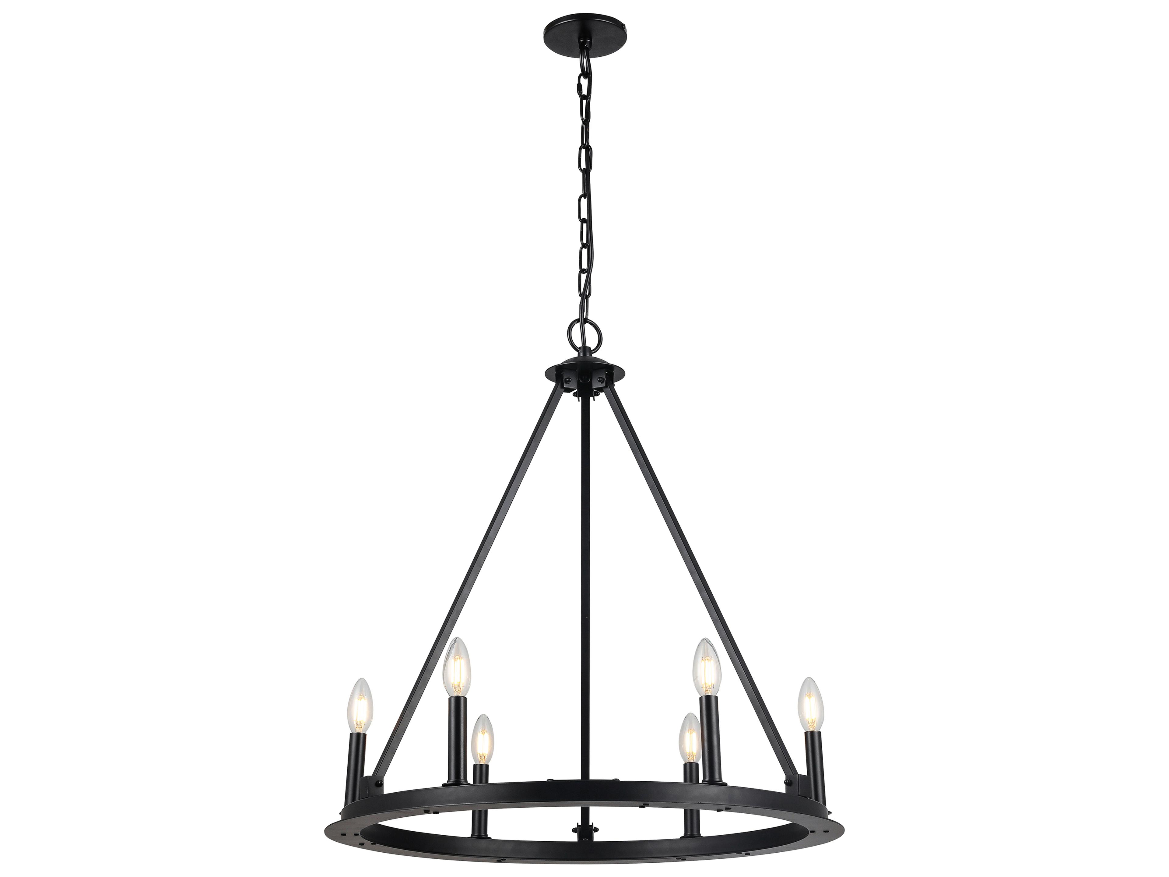 Dainolite Colby 6-Light Matte Black Candelabra Chandelier