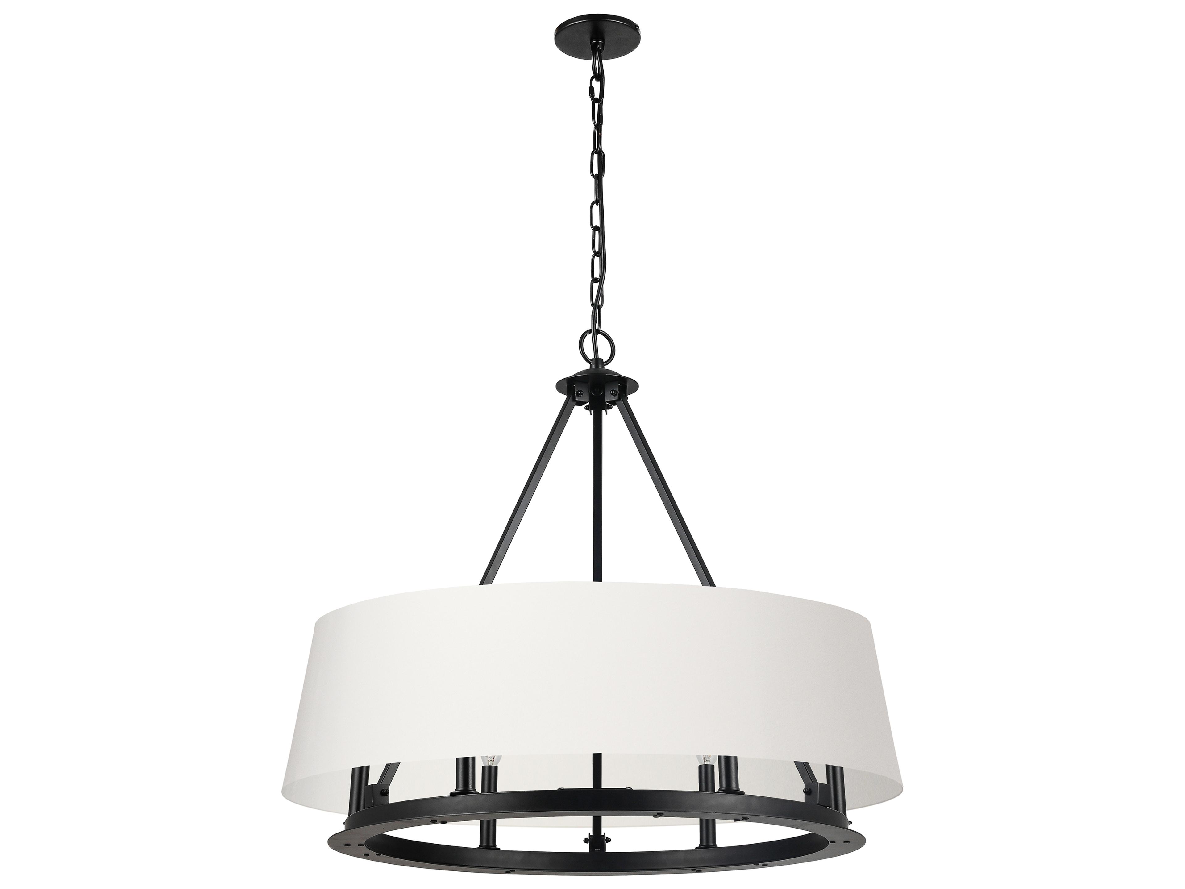 Dainolite Colby 6-Light Matte Black Drum Chandelier