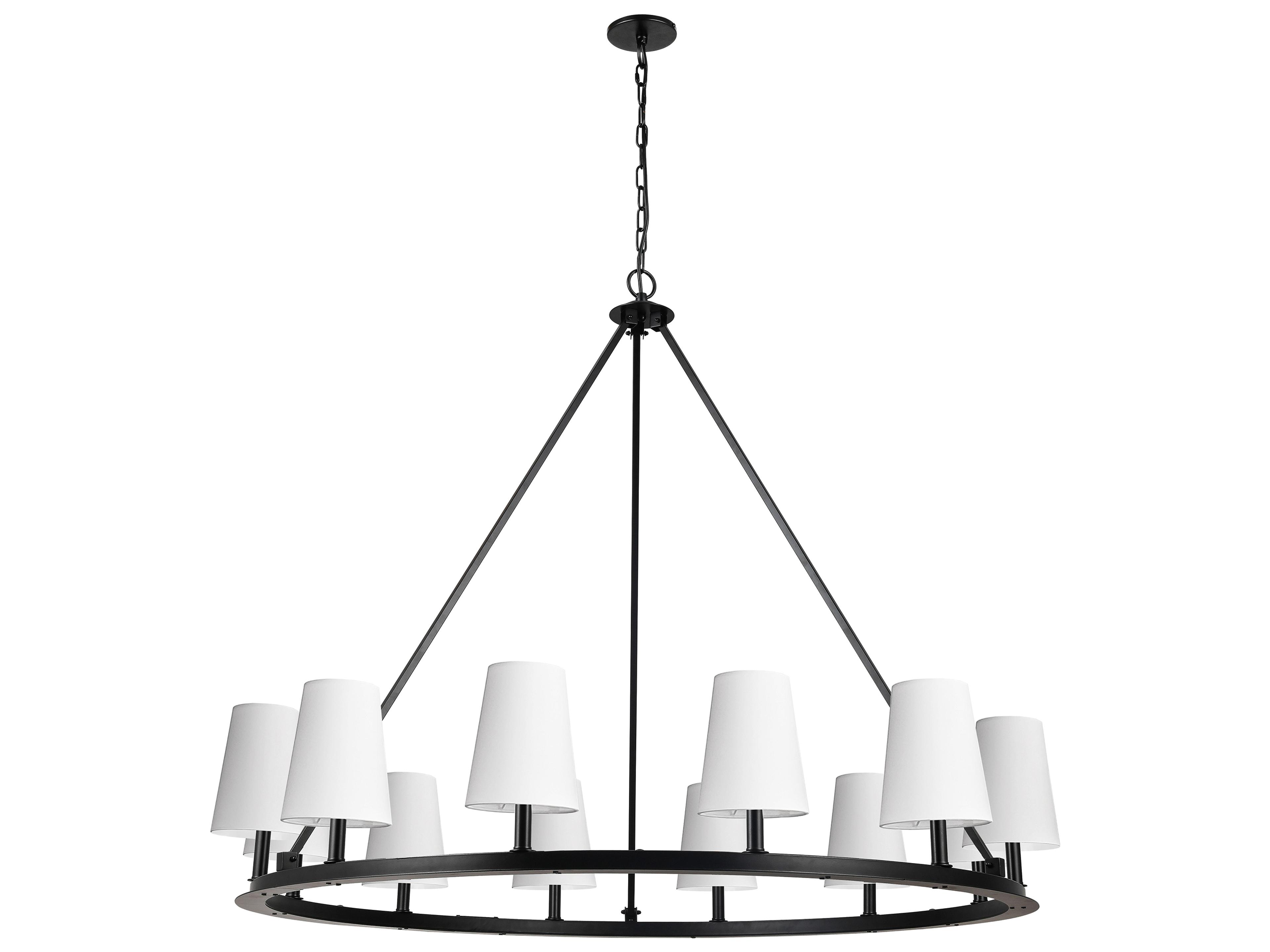 Dainolite Colby 12-Light Matte Black White Candelabra Chandelier