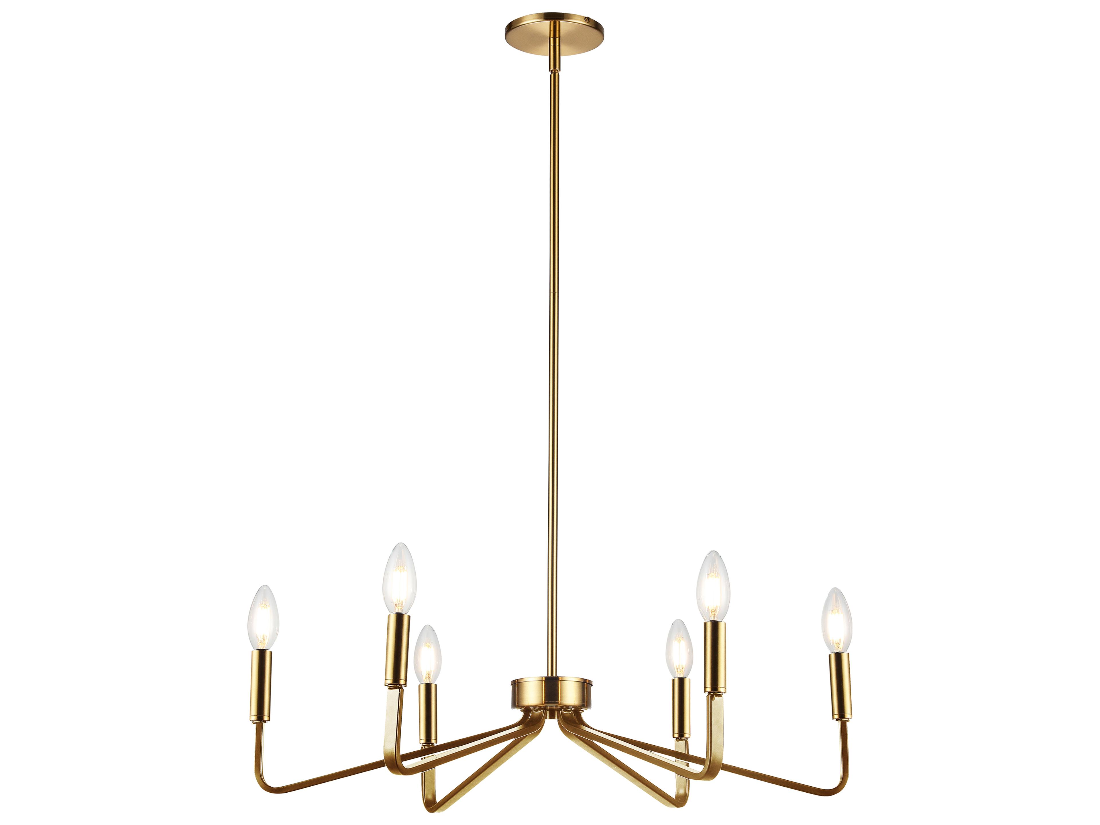 Dainolite Clayton 6-Light Aged Brass Candelabra Chandelier