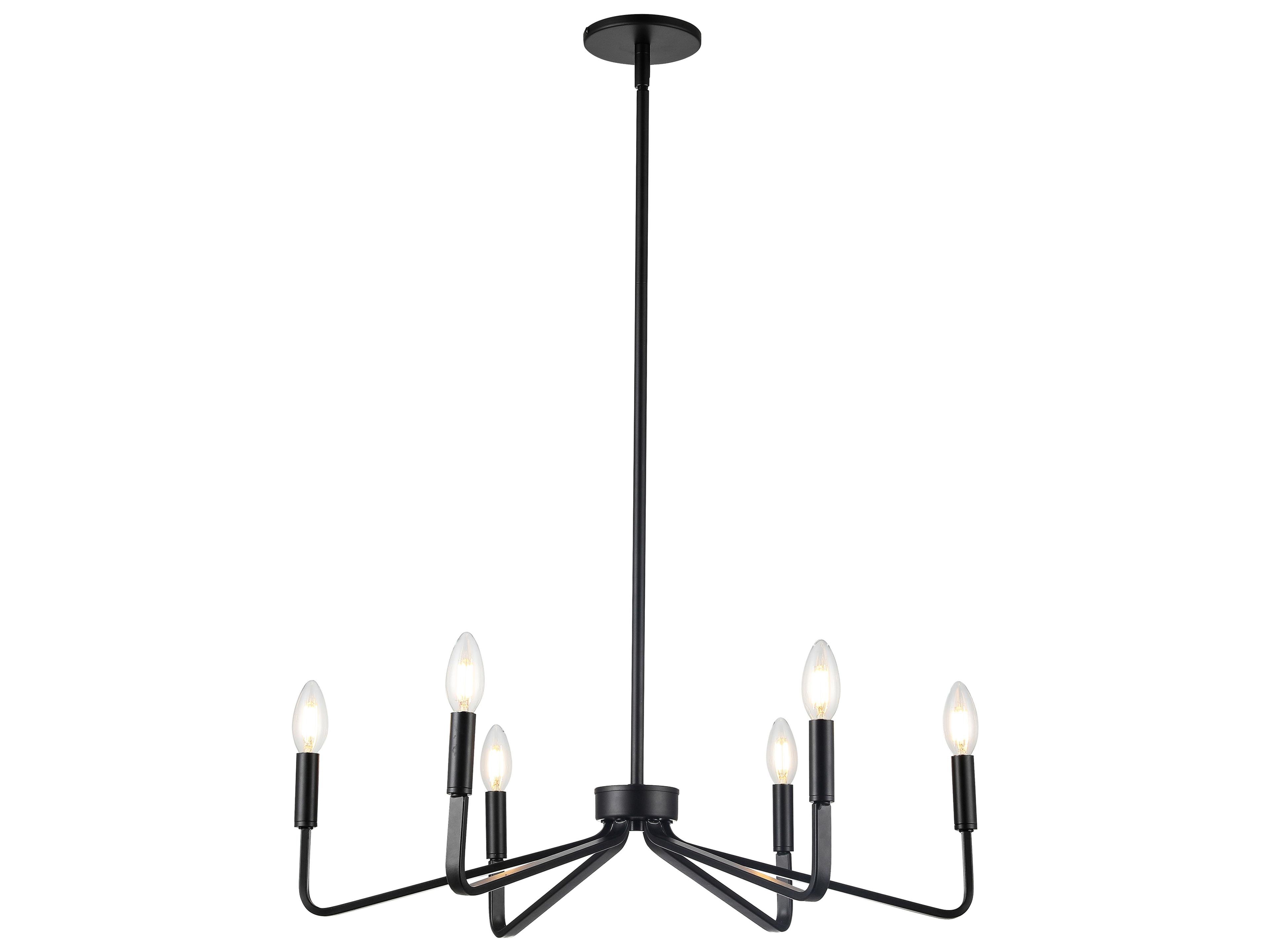 Dainolite Clayton 6-Light Matte Black Candelabra Chandelier